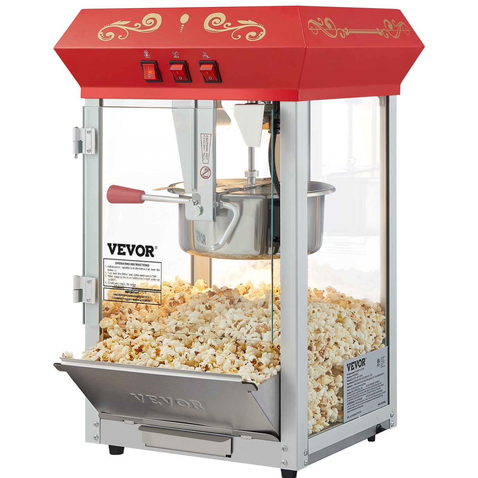 Gardening Tools: VEVOR Popcorn Popper Machine Countertop Popcorn Maker 850W 8 Oz 48 Cups Red