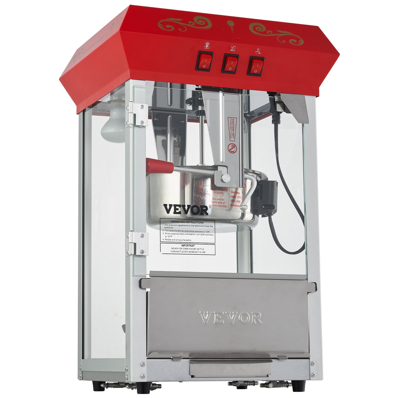 Gardening Tools: VEVOR Popcorn Popper Machine Countertop Popcorn Maker 850W 8 Oz 48 Cups Red