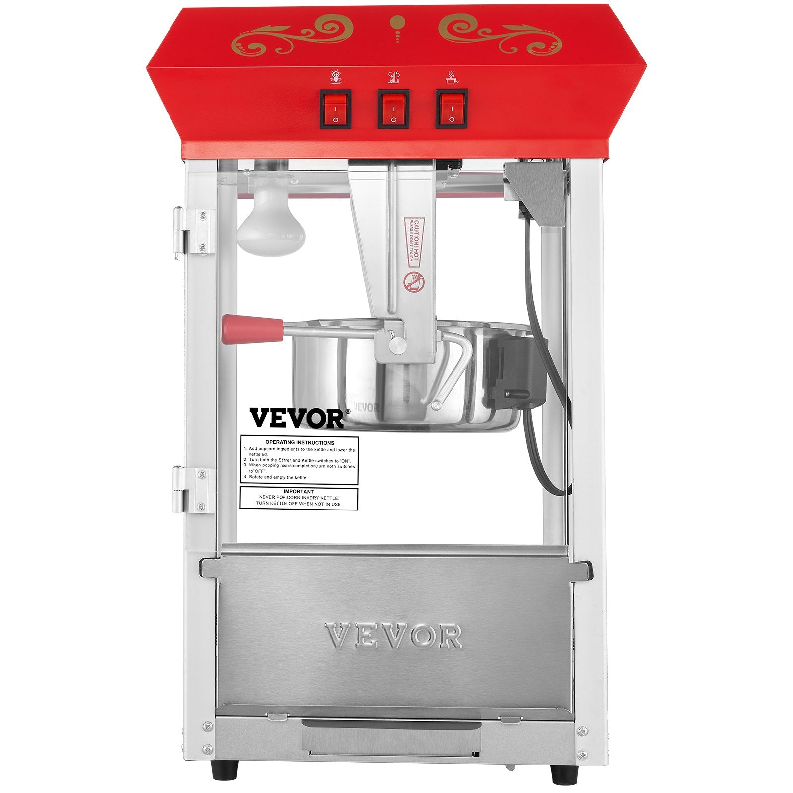 Gardening Tools: VEVOR Popcorn Popper Machine Countertop Popcorn Maker 850W 8 Oz 48 Cups Red