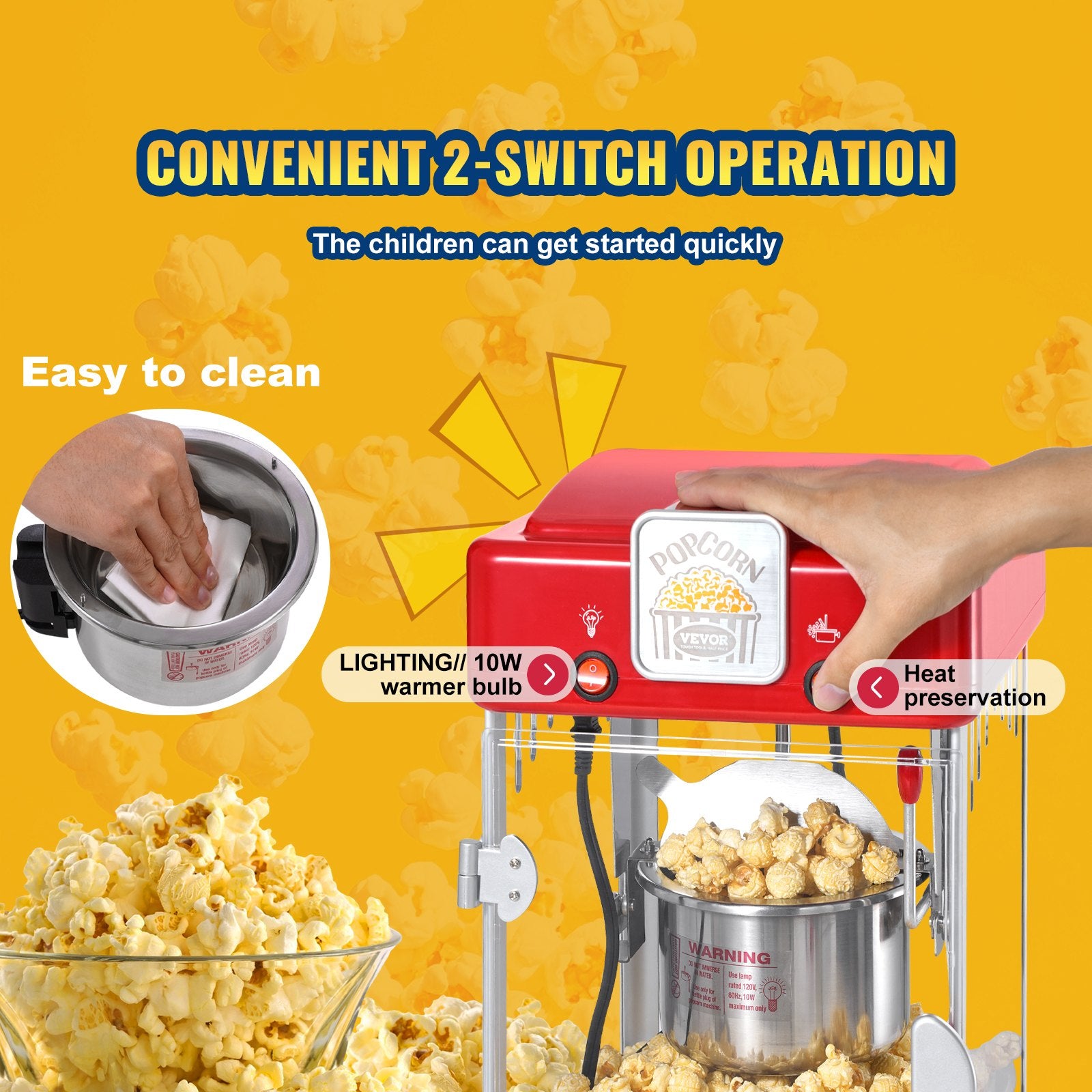 Gardening Tools: VEVOR Popcorn Popper Machine Tabletop Popcorn Maker 300W 2.5 Oz Red