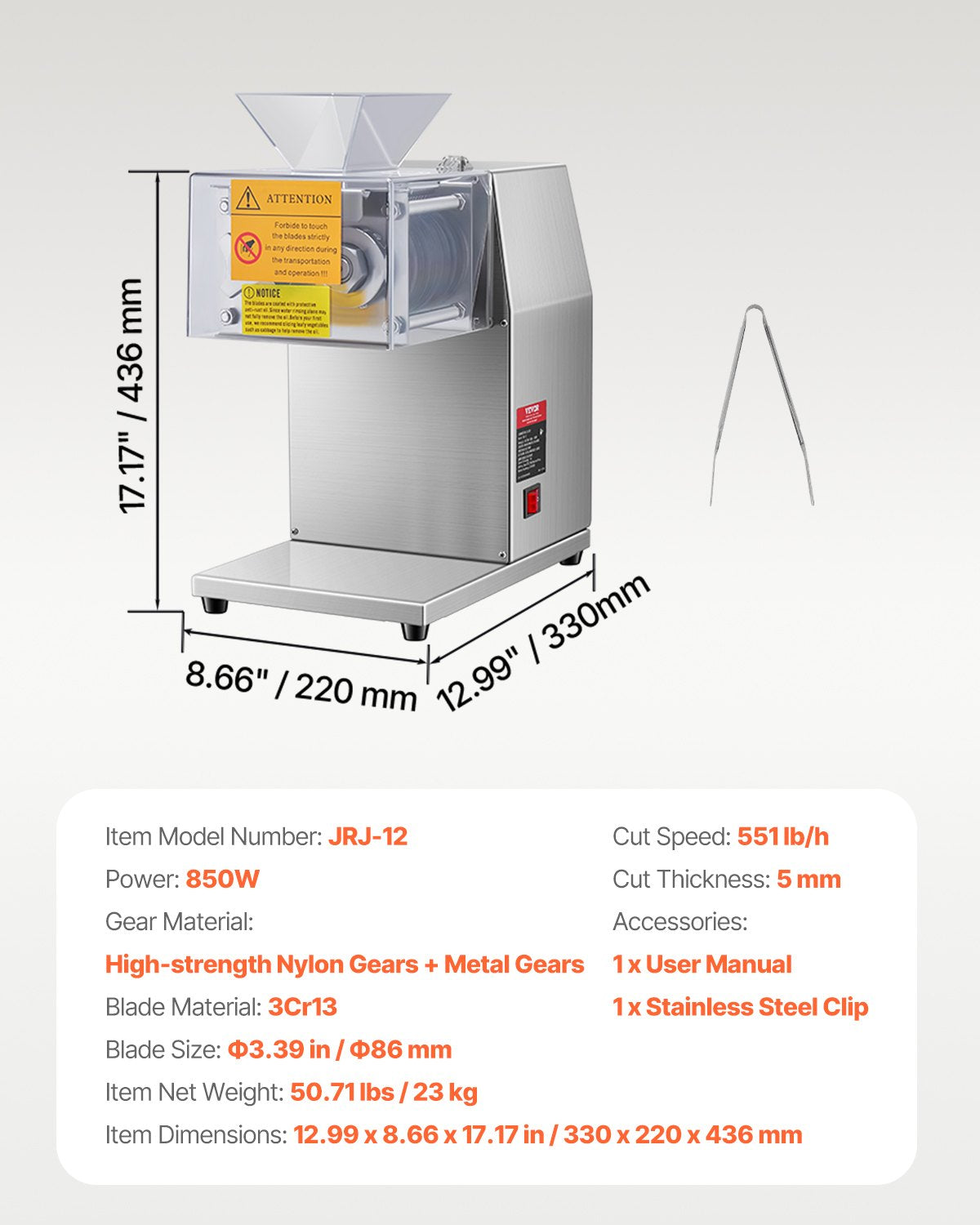 Electric Meat Cutter Machine 850W Commercial Meat Slicer Cutting Machine