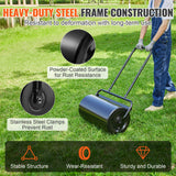 Gardening Tools: VEVOR Lawn Roller, 13 Gallon 24Inch Sand/Water Filled Yard Roller, Steel Sod Roller with Easy-turn Plug and U-Shaped Ergonomic Handle for Convenient Push and Pull, for Lawn, Garden, Farm, Park, Black