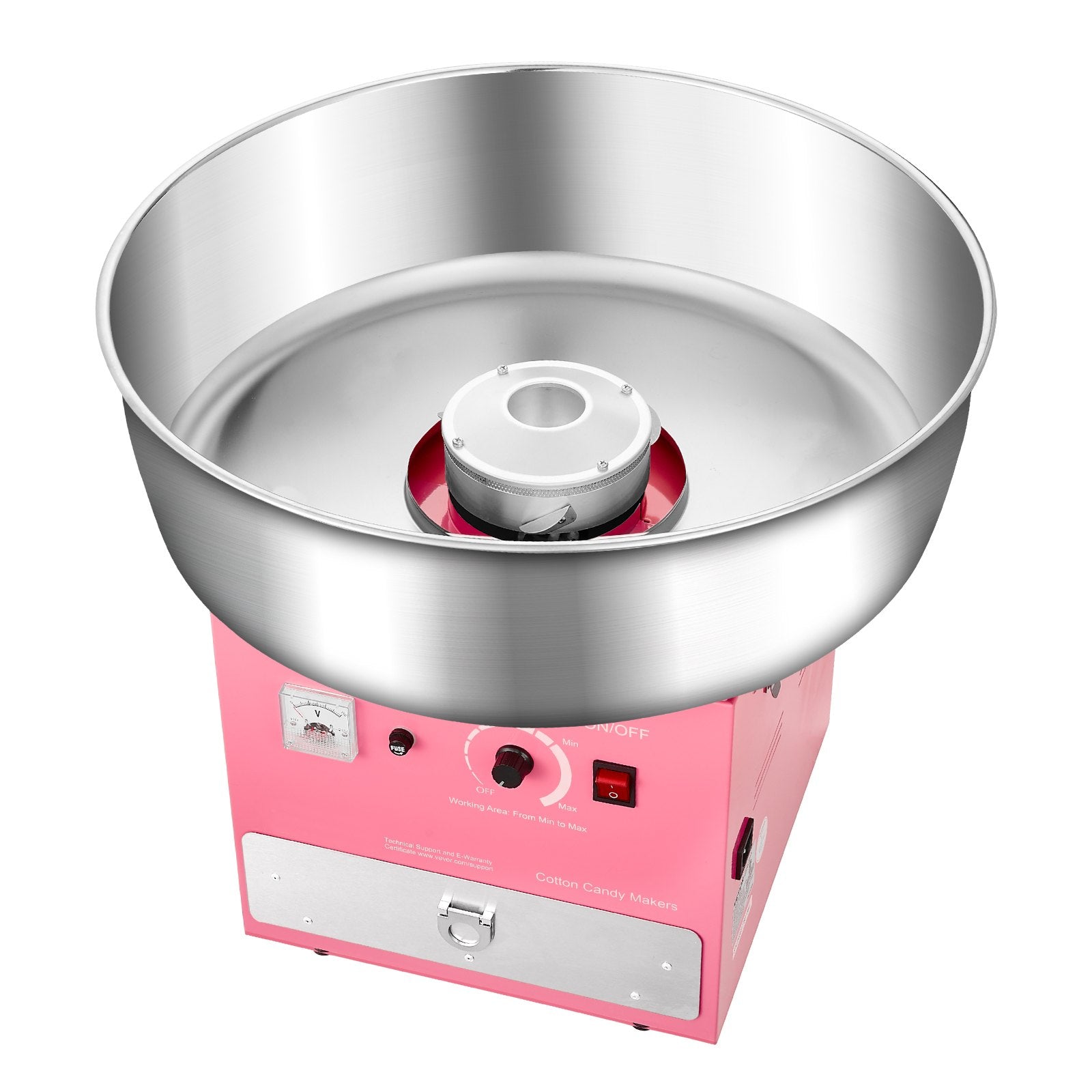 Electric Cotton Candy Machine, 1000W Commercial Candy Floss Maker with 52cm Stainless Steel Bowl, Sugar Scoop, and Drawer, Easy Home Use, Perfect for Kids Birthday, Family Party, Pink
