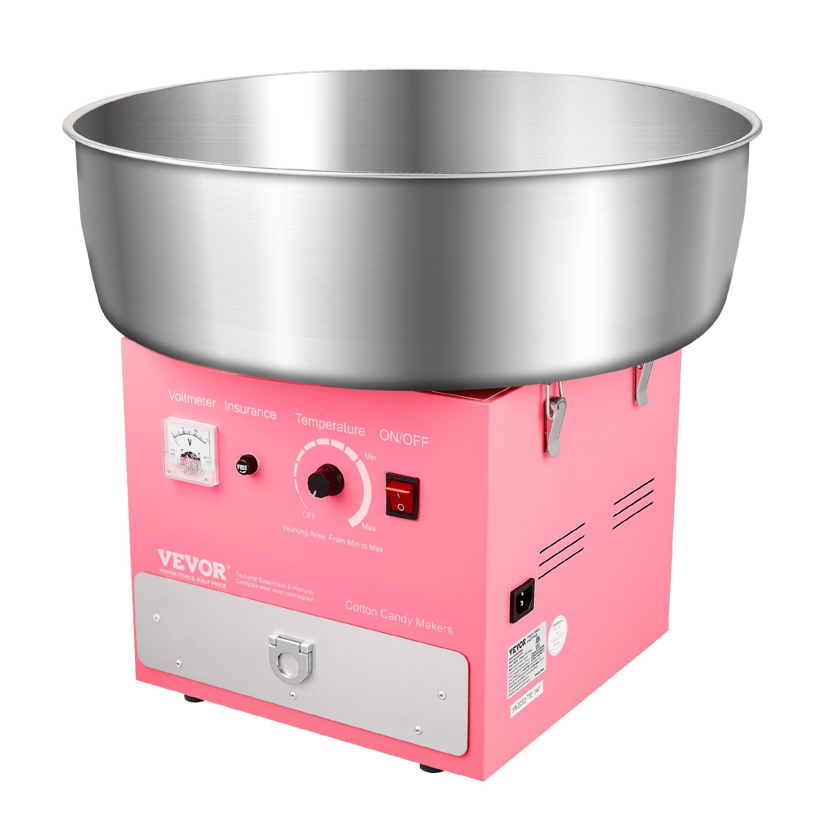 Electric Cotton Candy Machine, 1000W Commercial Candy Floss Maker with 52cm Stainless Steel Bowl, Sugar Scoop, and Drawer, Easy Home Use, Perfect for Kids Birthday, Family Party, Pink