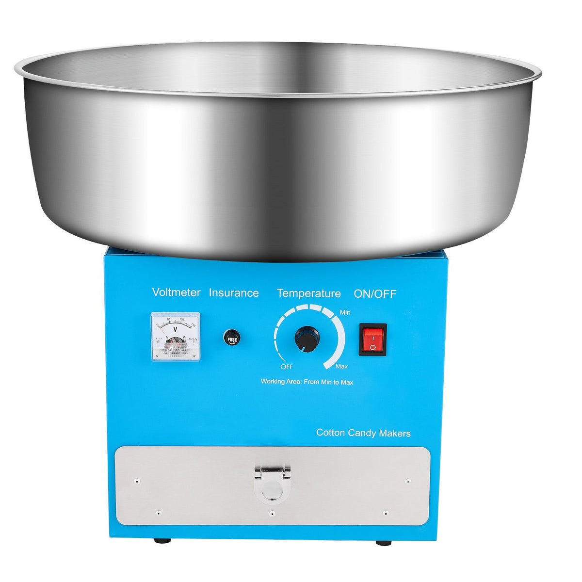 Electric Cotton Candy Machine, 1000W Commercial Candy Floss Maker with 52cm in Stainless Steel Bowl, Sugar Scoop, and Drawer, Easy Home Use, Perfect for Kids Birthday, Family Party, Blue