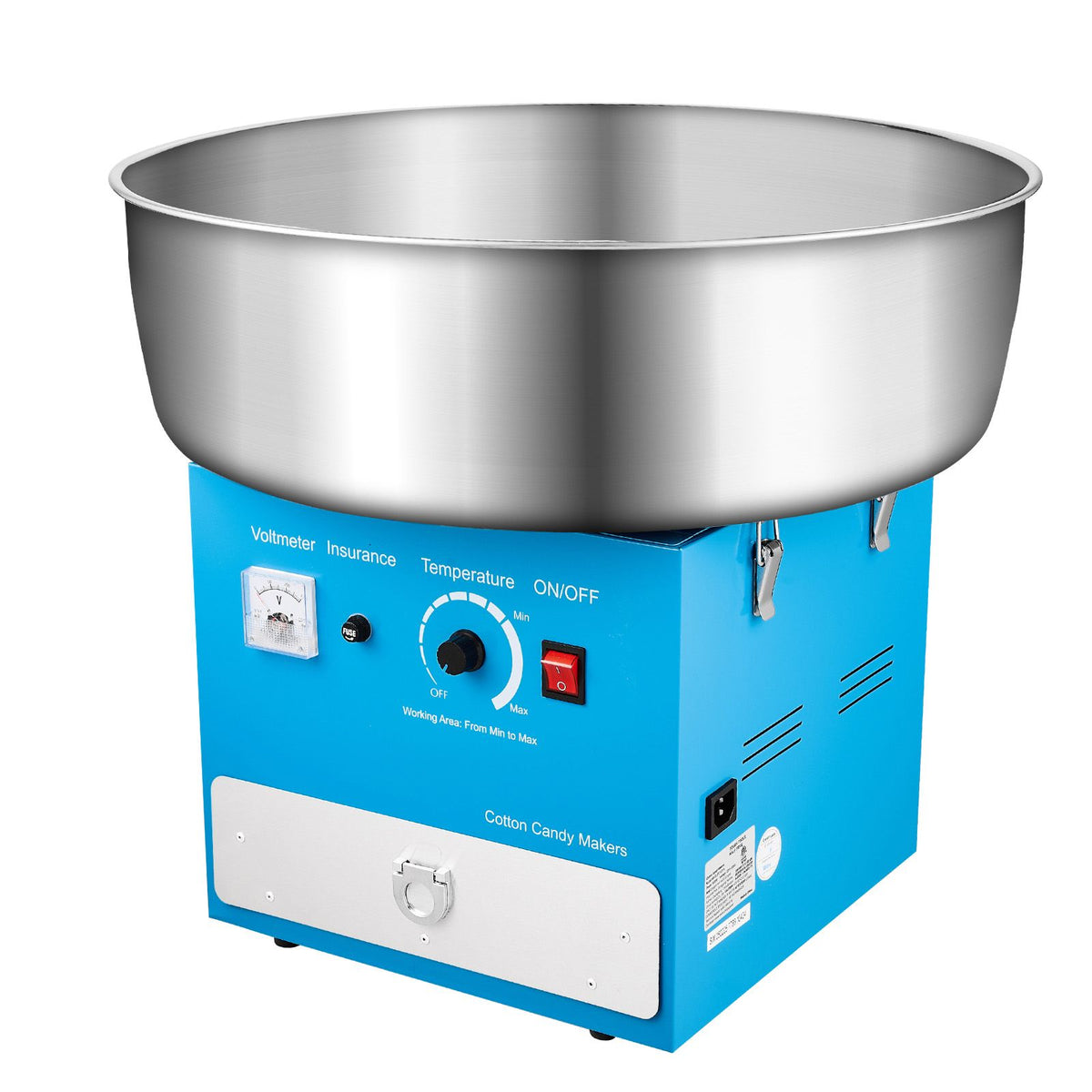 Electric Cotton Candy Machine, 1000W Commercial Candy Floss Maker with 52cm in Stainless Steel Bowl, Sugar Scoop, and Drawer, Easy Home Use, Perfect for Kids Birthday, Family Party, Blue