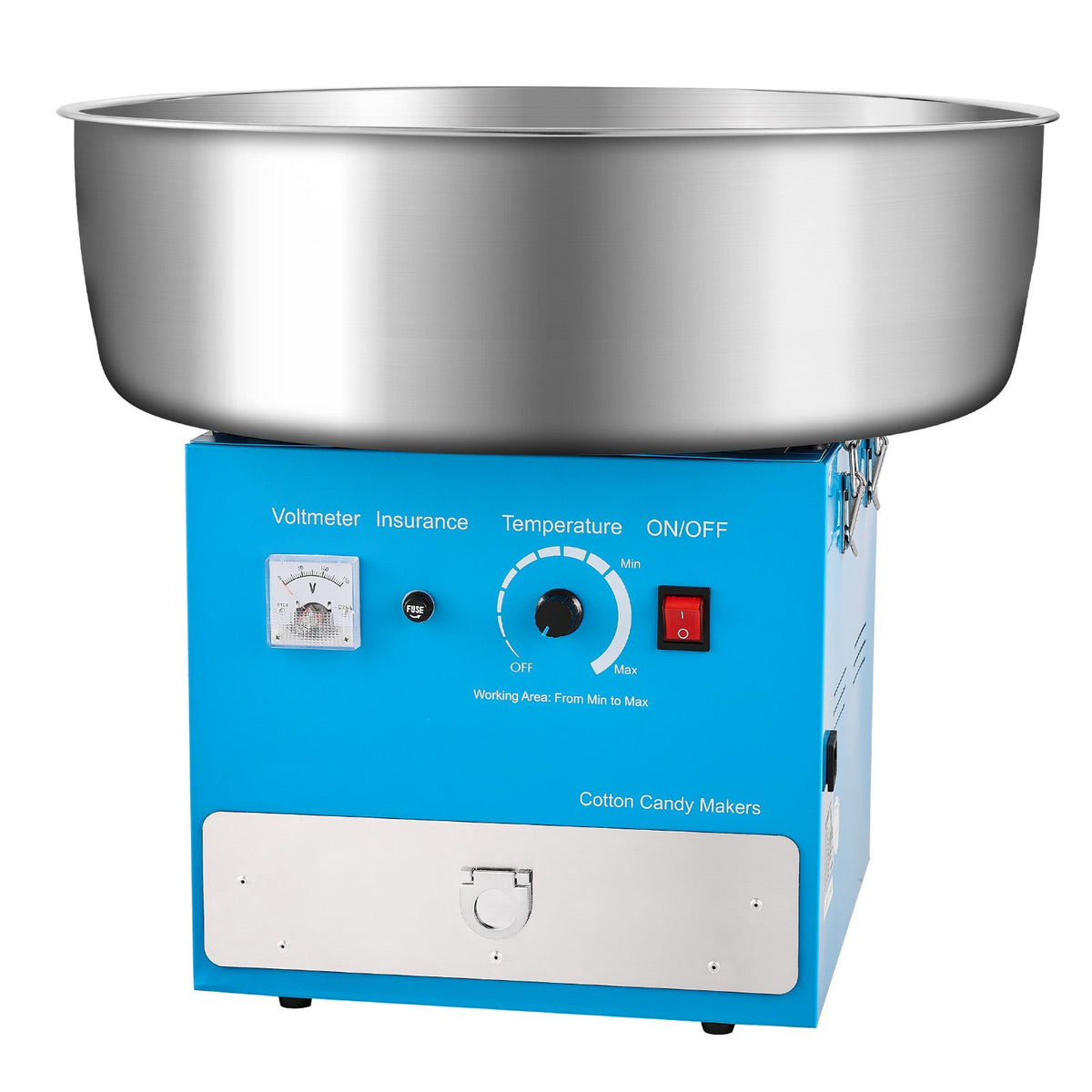 Electric Cotton Candy Machine, 1000W Commercial Candy Floss Maker with 52cm in Stainless Steel Bowl, Sugar Scoop, and Drawer, Easy Home Use, Perfect for Kids Birthday, Family Party, Blue