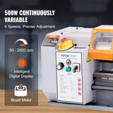 Gardening Tools: VEVOR Metal Lathe Machine, 200 mm x 350 mm, Precision Benchtop Power Metal Lathe, 50-2500 RPM Continuously Variable Speed, 600W Brush Motor Metal Gears, with Tool Box for Processing Precision Parts