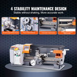 Gardening Tools: VEVOR Metal Lathe Machine, 200 mm x 350 mm, Precision Benchtop Power Metal Lathe, 50-2500 RPM Continuously Variable Speed, 600W Brush Motor Metal Gears, with Tool Box for Processing Precision Parts