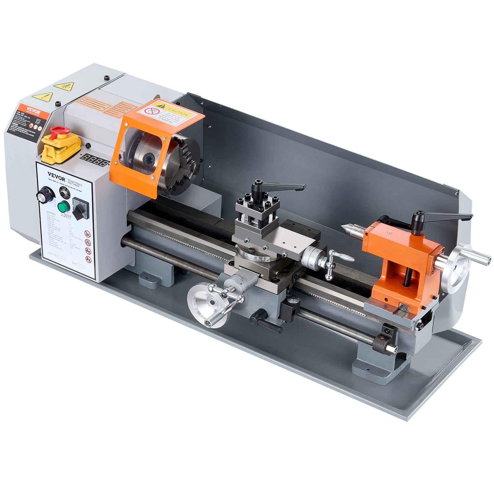 Metal Lathe Machine, 200 mm x 350 mm, Precision Benchtop Power Metal Lathe, 50-2500 RPM Continuously Variable Speed, 600W Brush Motor Metal Gears, with Tool Box for Processing Precision Parts