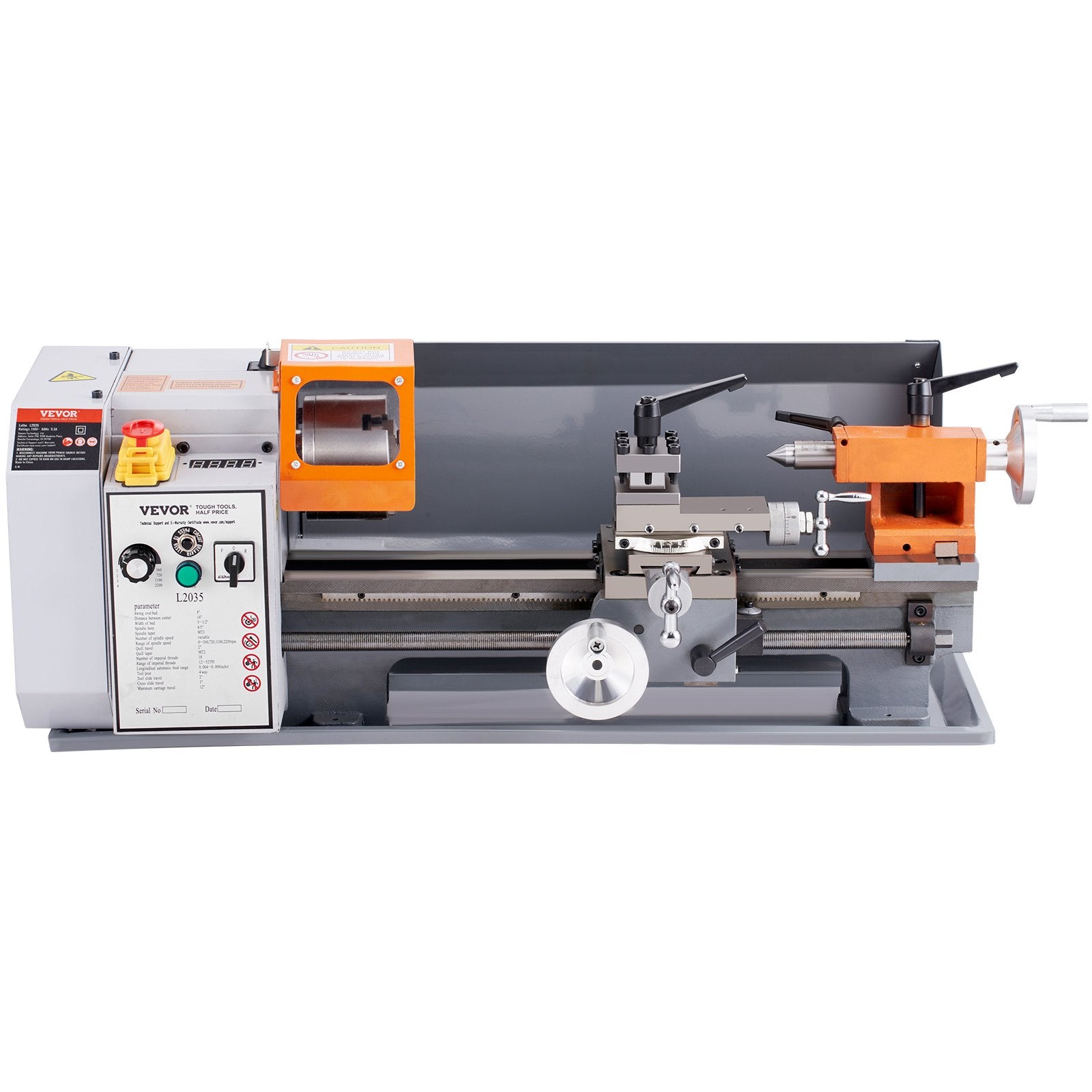 Metal Lathe Machine, 200 mm x 350 mm, Precision Benchtop Power Metal Lathe, 50-2500 RPM Continuously Variable Speed, 600W Brush Motor Metal Gears, with Tool Box for Processing Precision Parts