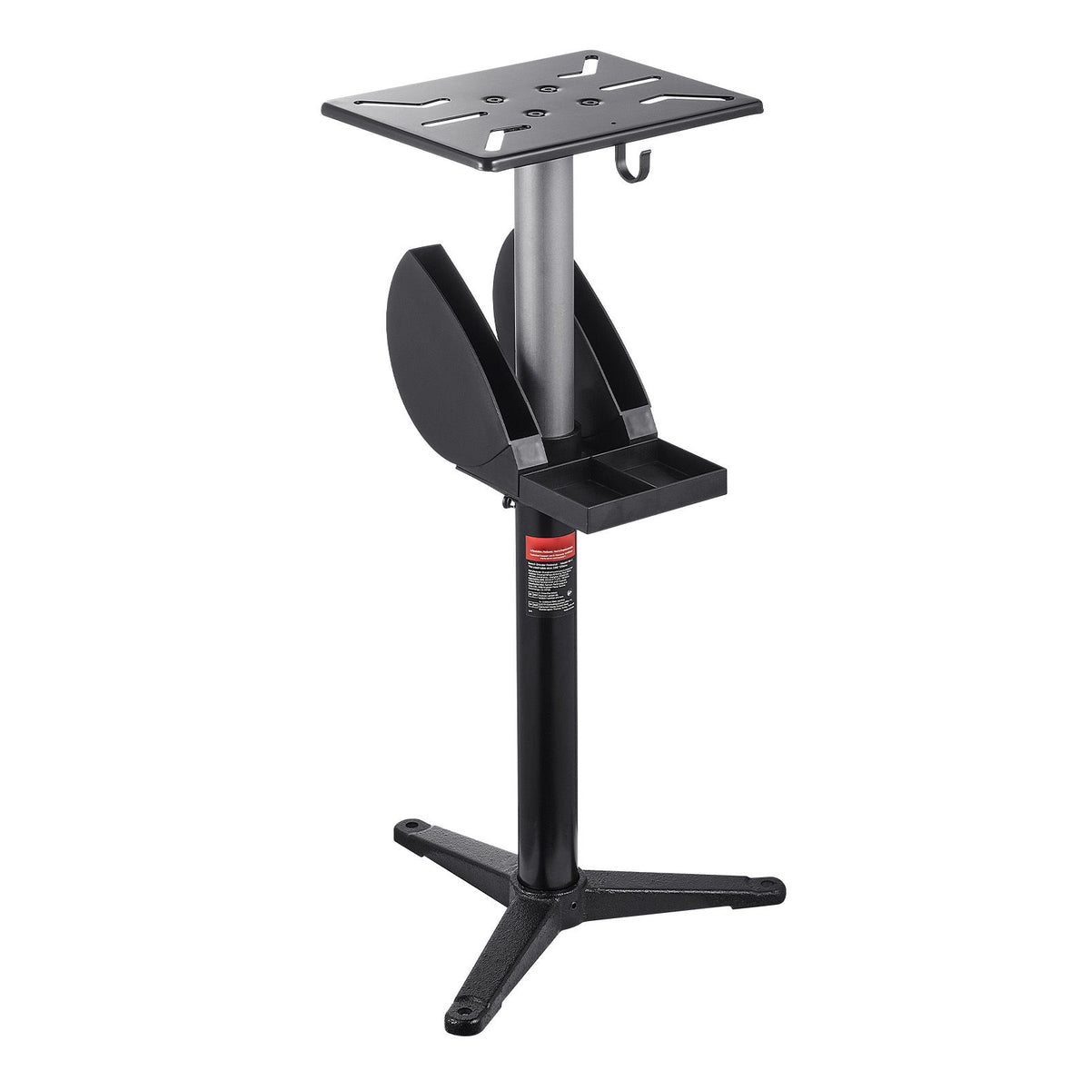 Bench Grinder Stand, Bench Grinder Vise Floor Pedestal with 31.5 x 25.4 cm Mounting Plate, Height-Adjustable Pedestal Stand with Grinding Wheel Storage Compartment & Heavy-Duty Cast Iron Base