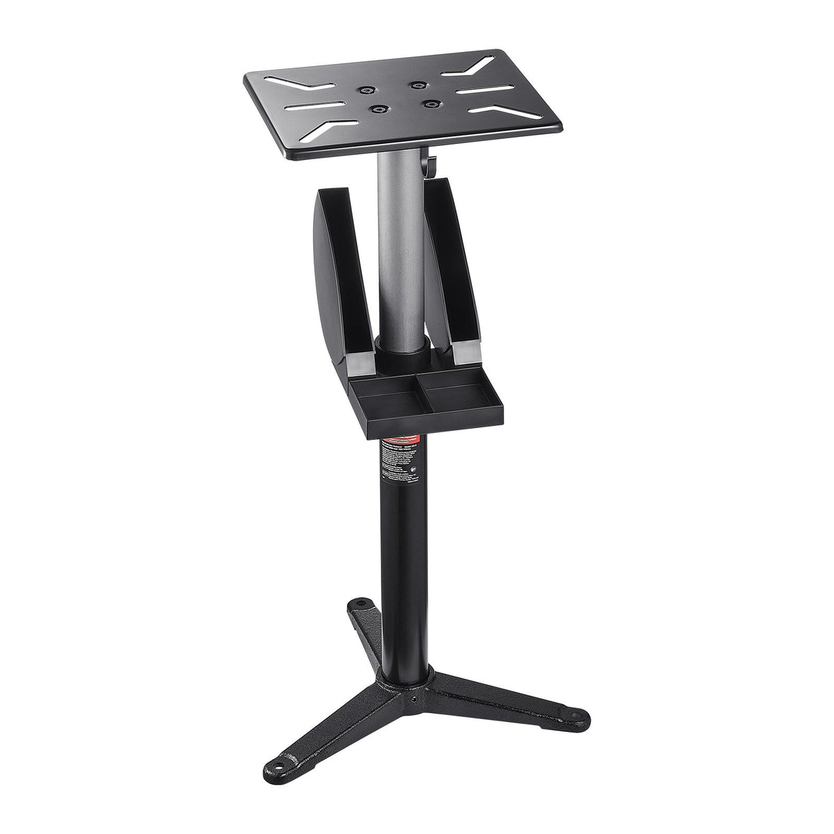 Bench Grinder Stand, Bench Grinder Vise Floor Pedestal with 31.5 x 25.4 cm Mounting Plate, Height-Adjustable Pedestal Stand with Grinding Wheel Storage Compartment & Heavy-Duty Cast Iron Base