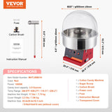 Food Storage: VEVOR Electric Cotton Candy Machine, 1000W Candy Floss Maker, Commercial Cotton Candy Machine with Cover, Stainless Steel Bowl, and Sugar Scoop, Perfect for Home Kids Birthday, Family Party (Red)