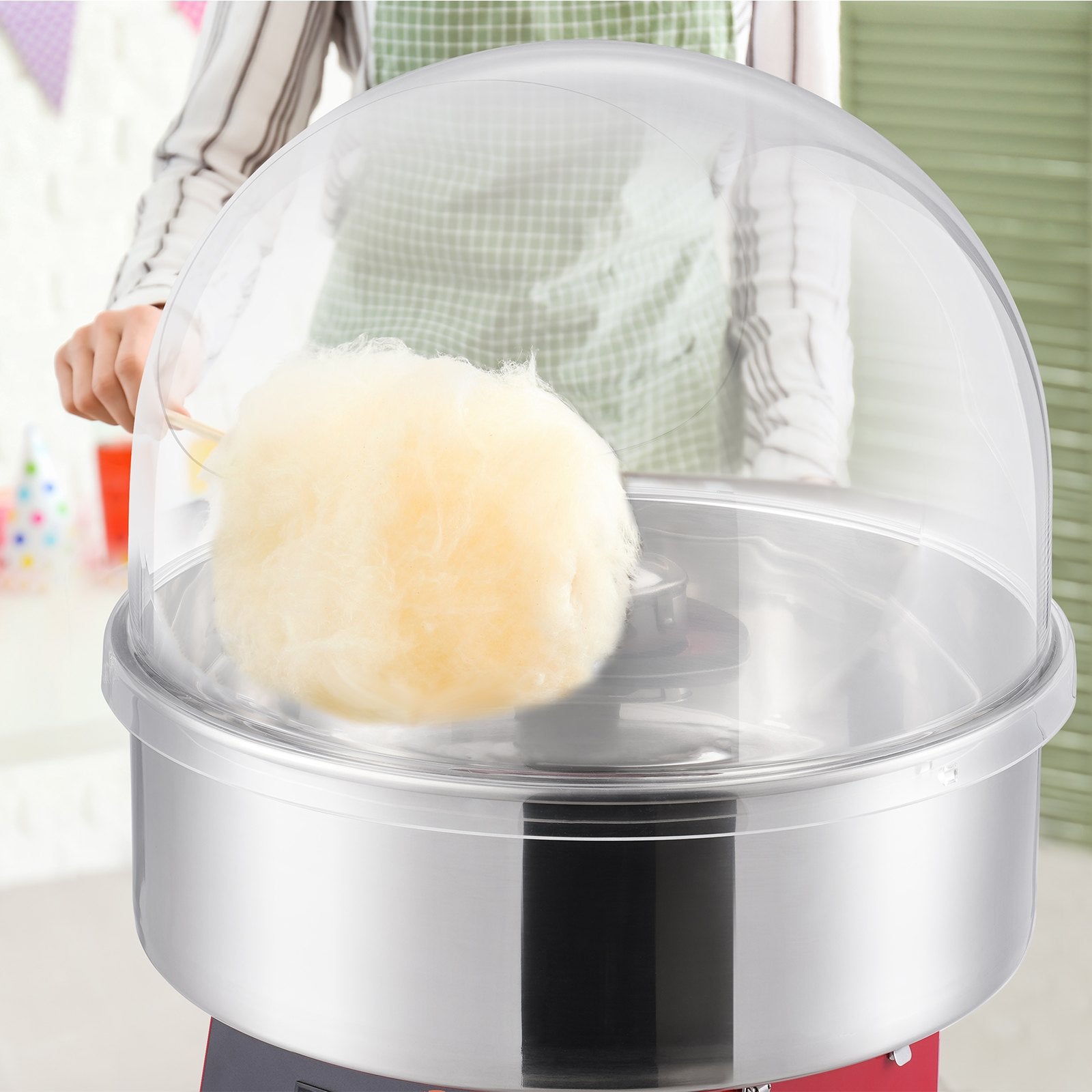 Food Storage: VEVOR Electric Cotton Candy Machine, 1000W Candy Floss Maker, Commercial Cotton Candy Machine with Cover, Stainless Steel Bowl, and Sugar Scoop, Perfect for Home Kids Birthday, Family Party (Red)