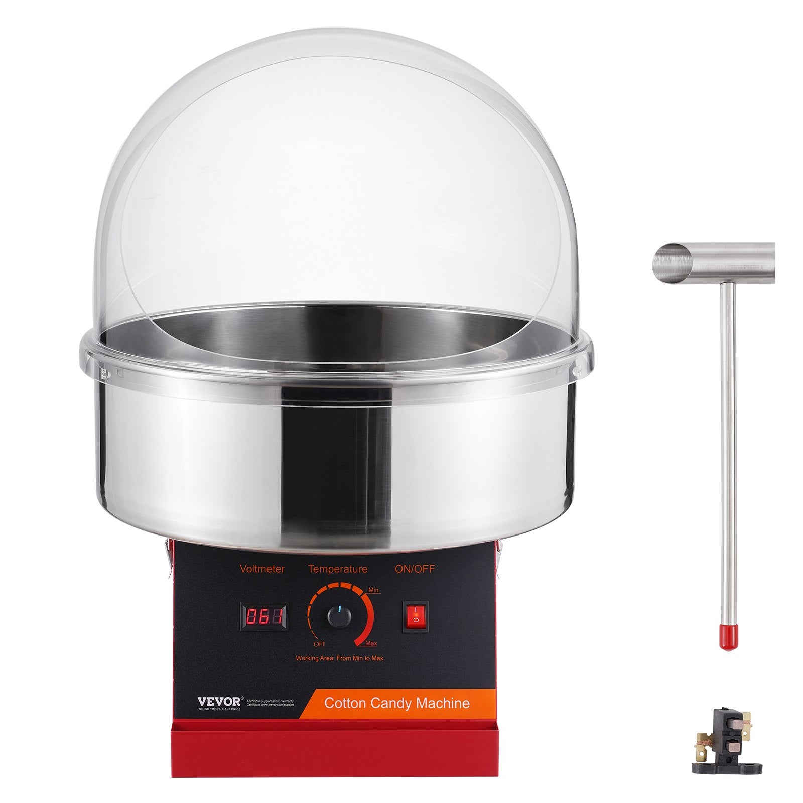 Food Storage: VEVOR Electric Cotton Candy Machine, 1000W Candy Floss Maker, Commercial Cotton Candy Machine with Cover, Stainless Steel Bowl, and Sugar Scoop, Perfect for Home Kids Birthday, Family Party (Red)