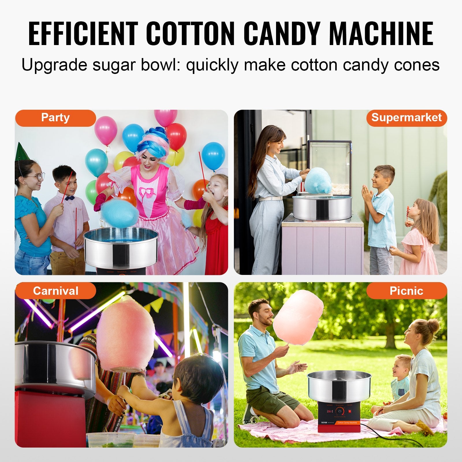 Electric Cotton Candy Machine, 1000W Candy Floss Maker, Commercial Cotton Candy Machine with Stainless Steel Bowl, and Sugar Scoop, Perfect for Home Kids Birthday, Family Party (Red)