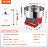 Food Storage: VEVOR Electric Cotton Candy Machine, 1000W Candy Floss Maker, Commercial Cotton Candy Machine with Stainless Steel Bowl, and Sugar Scoop, Perfect for Home Kids Birthday, Family Party (Red)