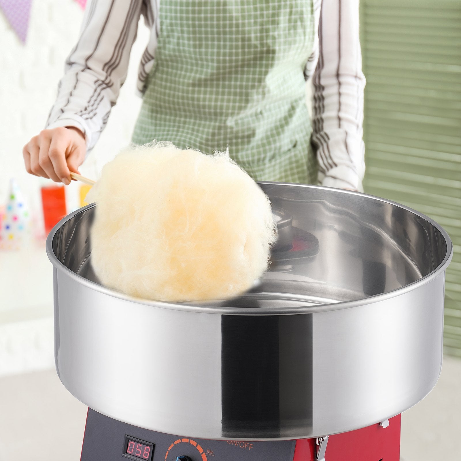 Electric Cotton Candy Machine, 1000W Candy Floss Maker, Commercial Cotton Candy Machine with Stainless Steel Bowl, and Sugar Scoop, Perfect for Home Kids Birthday, Family Party (Red)