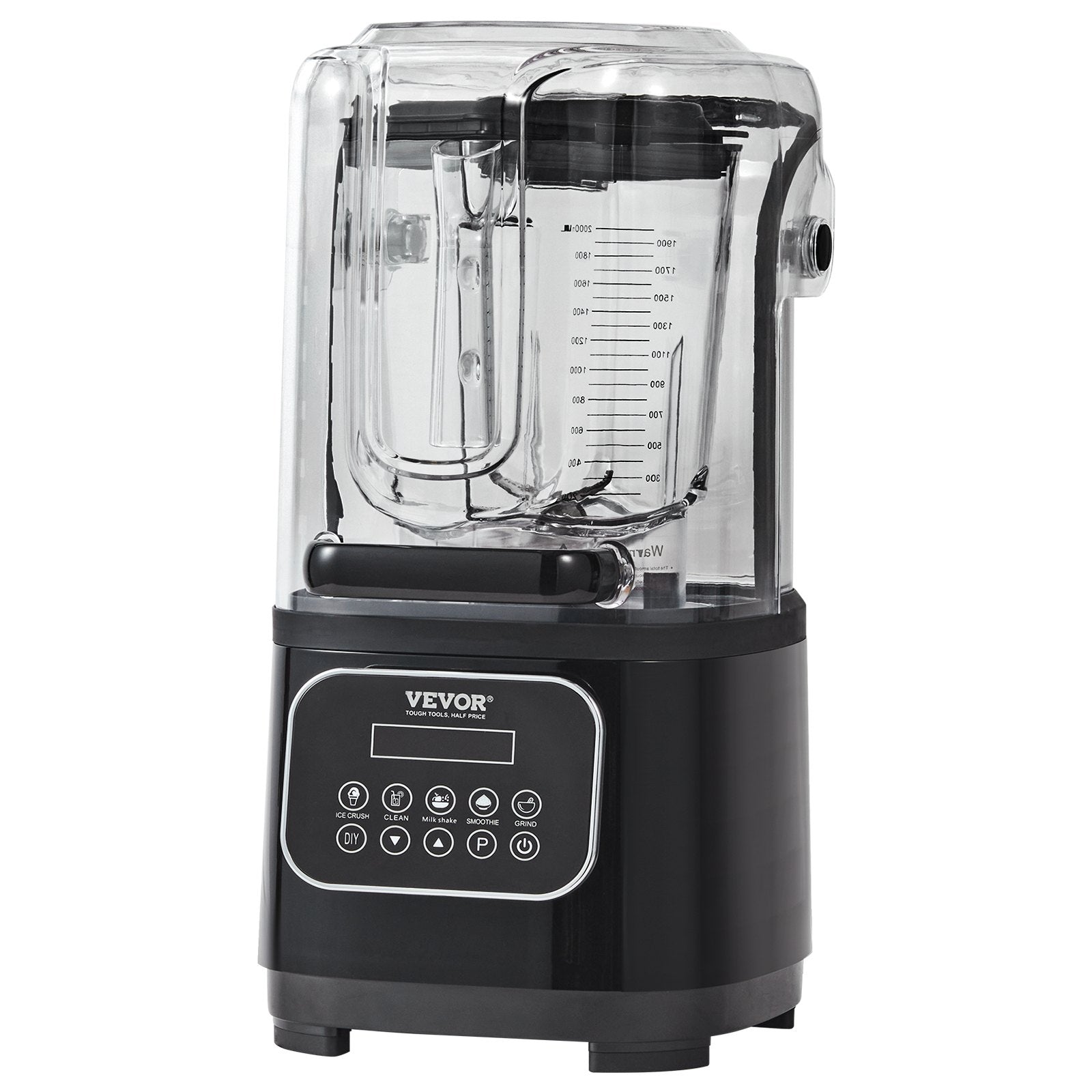 Professional Blender with Shield, Commercial Countertop Blenders, 2L Jar Blender Combo, Stainless Steel 9 Speed & 5 Functions Blender, for Shakes, Smoothies, Peree, and Crush Ice, Black