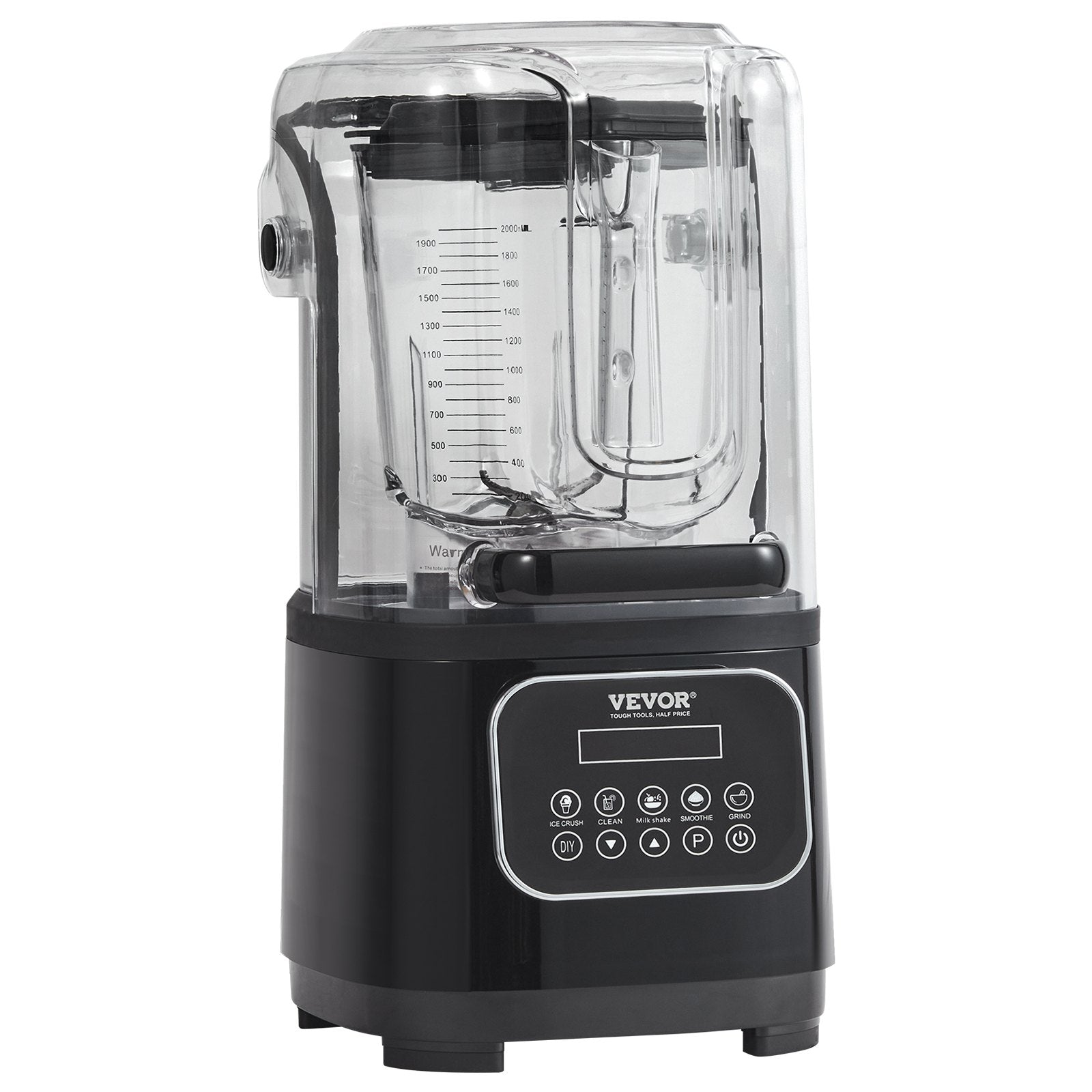 Professional Blender with Shield, Commercial Countertop Blenders, 2L Jar Blender Combo, Stainless Steel 9 Speed & 5 Functions Blender, for Shakes, Smoothies, Peree, and Crush Ice, Black