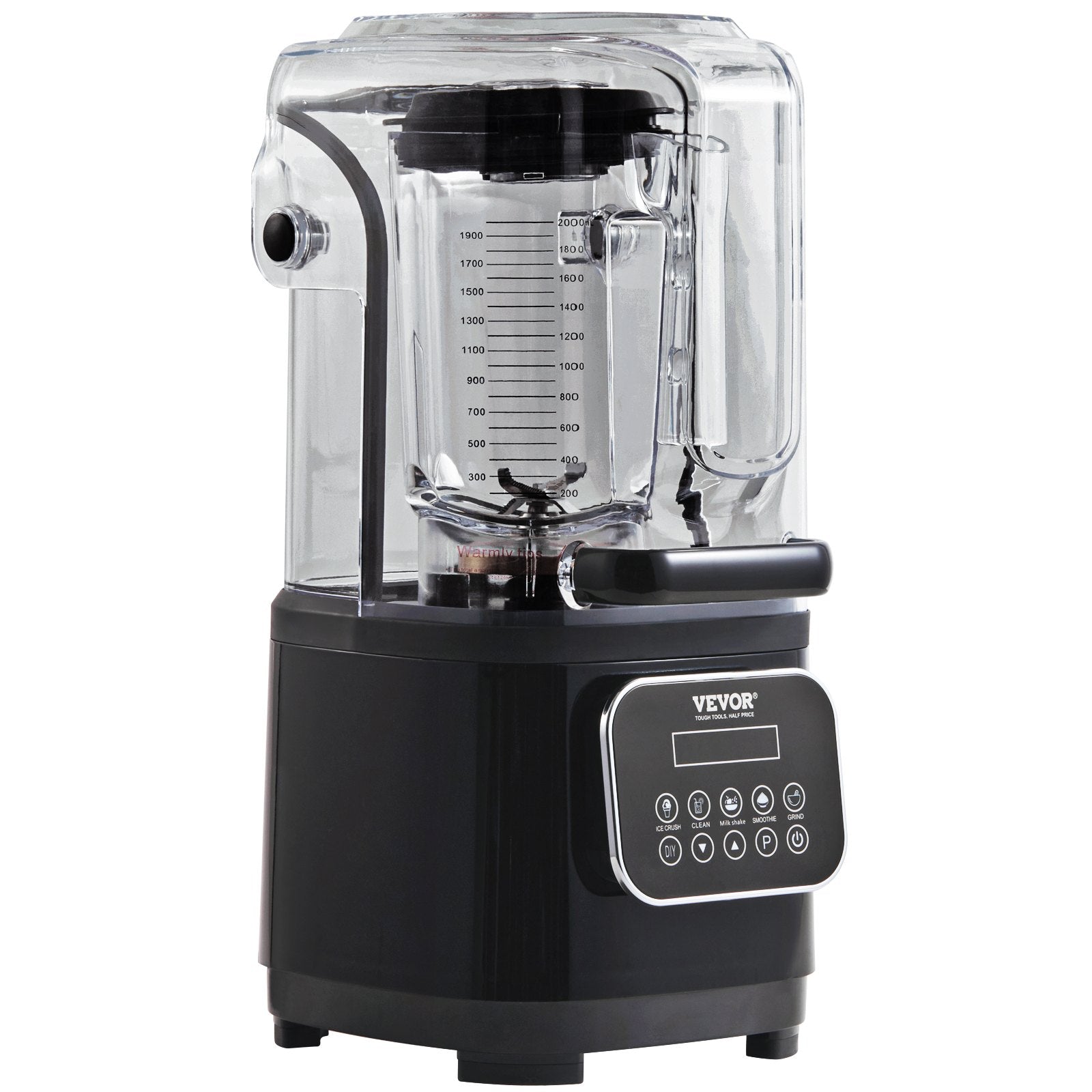 Professional Blender with Shield, Commercial Countertop Blenders, 2L Jar Blender Combo, Stainless Steel 9 Speed & 5 Functions Blender, for Shakes, Smoothies, Peree, and Crush Ice, Black