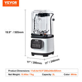 Kitchen Utensils: VEVOR Professional Blender with Shield, Commercial Countertop Blenders, 2L Jar Blender Combo, Stainless Steel 9 Speed & 5 Functions Blender, for Shakes, Smoothies, Peree, and Crush Ice, White