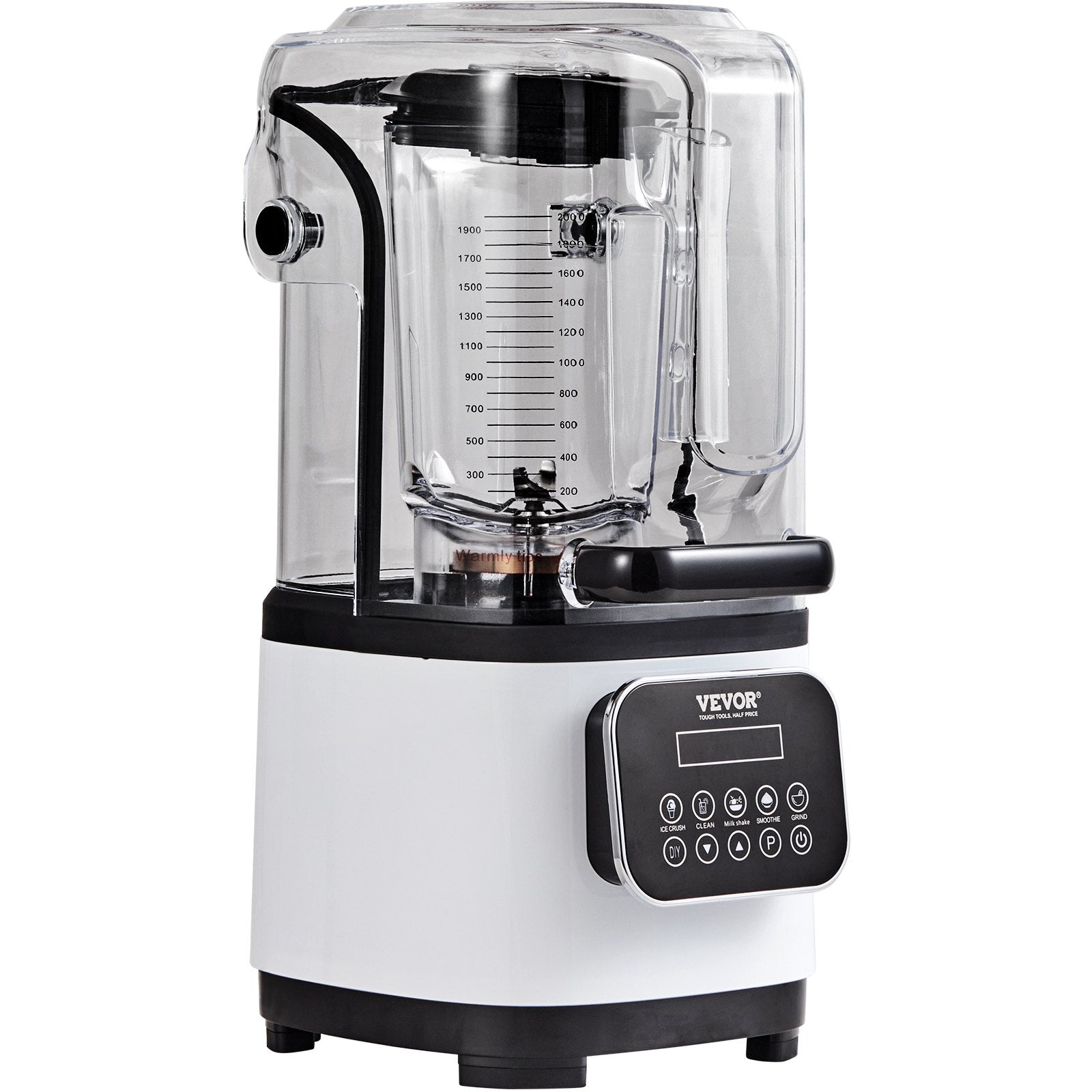 Kitchen Utensils: VEVOR Professional Blender with Shield, Commercial Countertop Blenders, 2L Jar Blender Combo, Stainless Steel 9 Speed & 5 Functions Blender, for Shakes, Smoothies, Peree, and Crush Ice, White