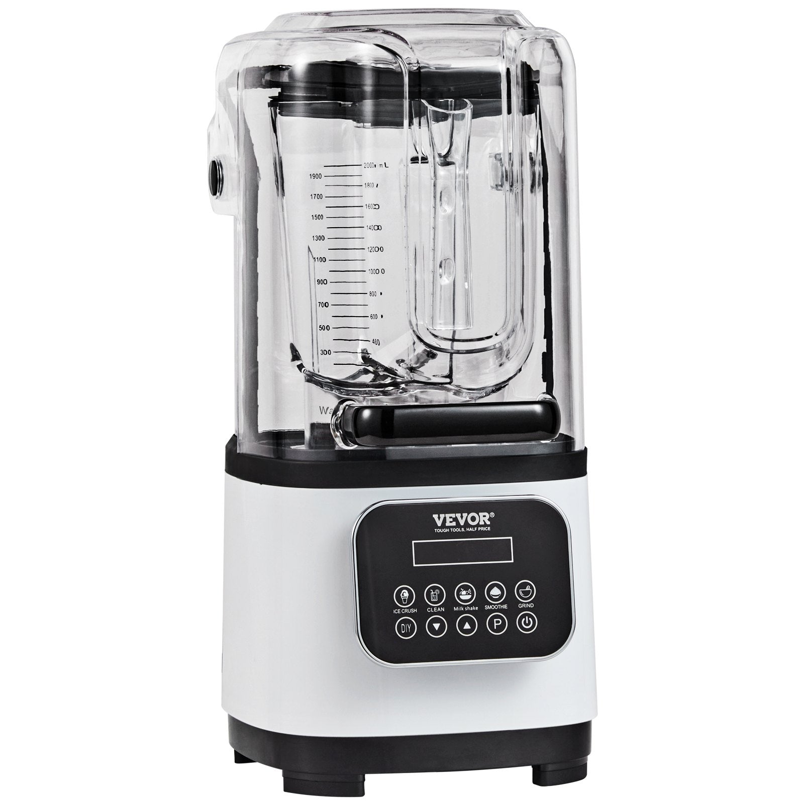 Kitchen Utensils: VEVOR Professional Blender with Shield, Commercial Countertop Blenders, 2L Jar Blender Combo, Stainless Steel 9 Speed & 5 Functions Blender, for Shakes, Smoothies, Peree, and Crush Ice, White