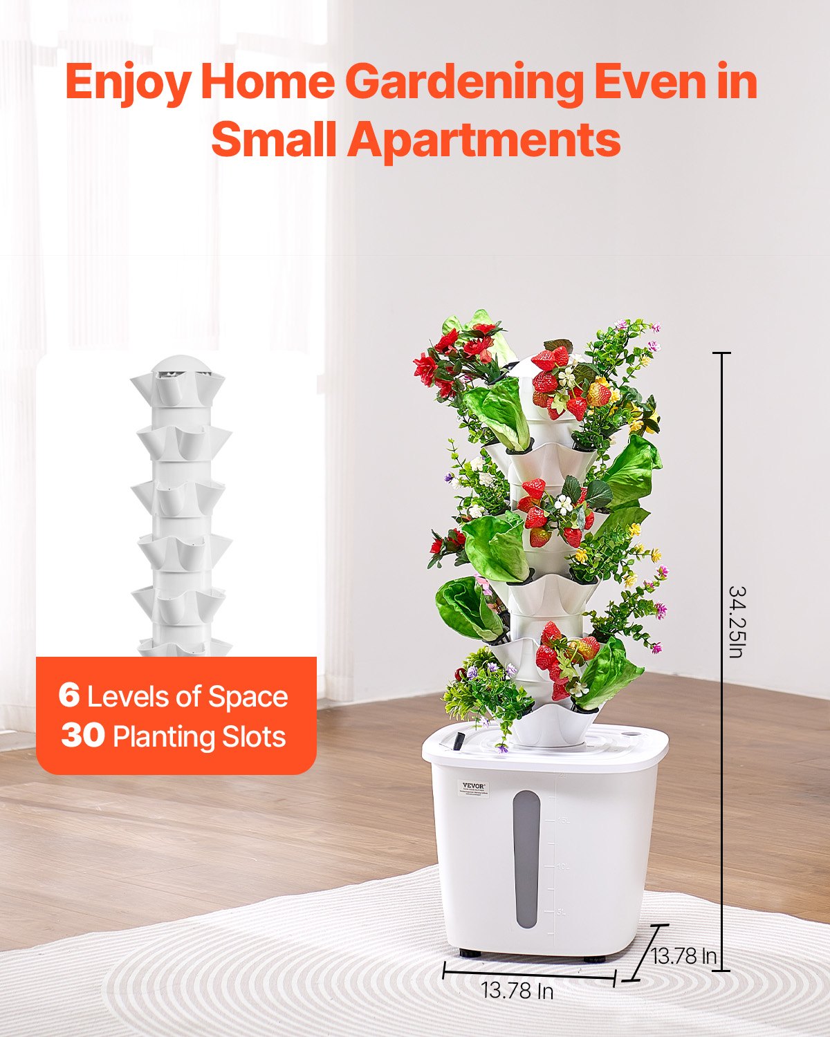 Fire Pits: VEVOR Hydroponic Growing System, 30 Pods Vertical 6 Tiers Hydroponic Tower, Home Hydronic Garden with Water Pump & Timer, Water Circulation Plants Germination Kit for Indoor Herbs Fruits & Vegetables