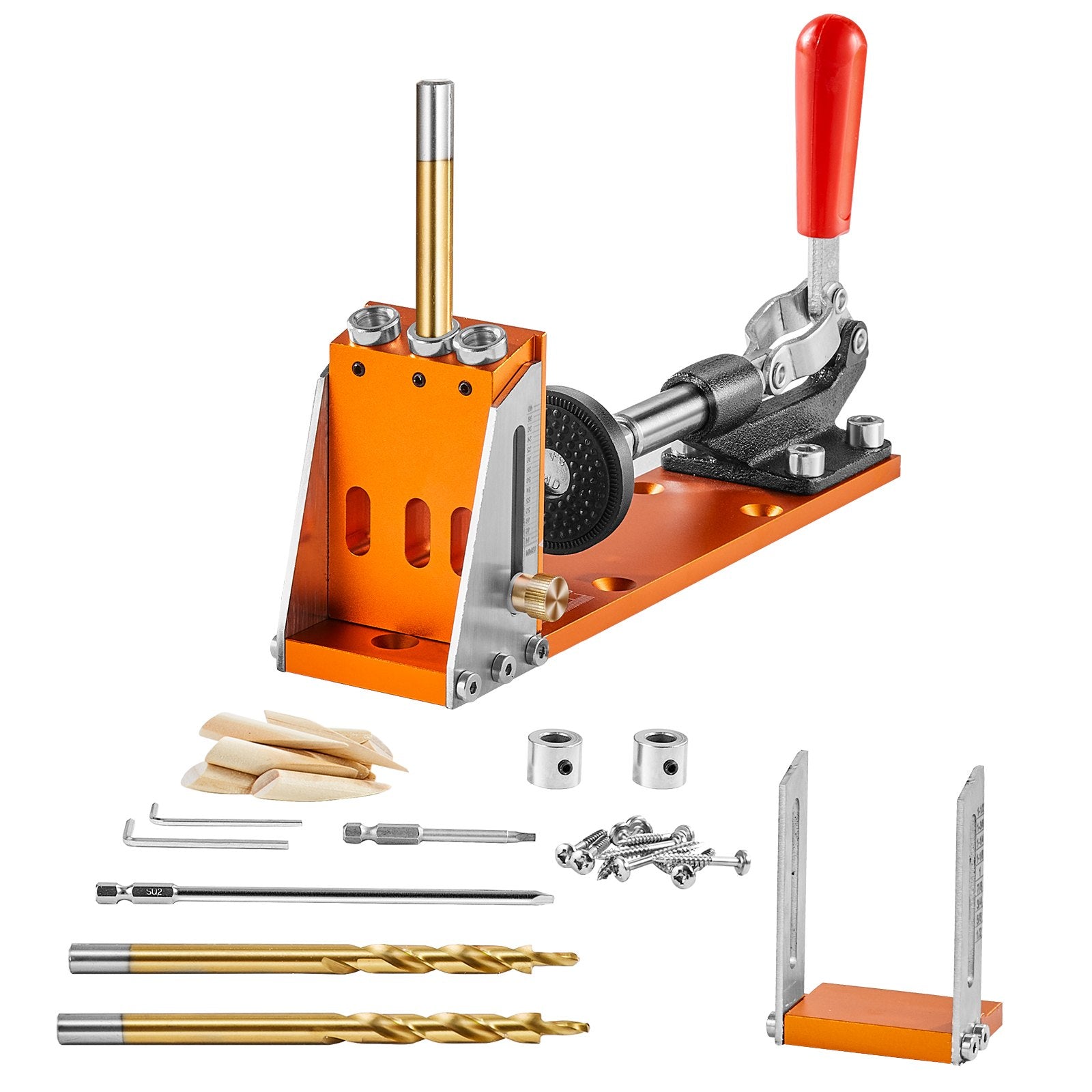 Hand Tools: VEVOR 30 Pcs Pocket Hole Jig Kit, Adjustable & Easy to Use Pocket Hole Jig System with Step Drills, Wrenches, Drill Stop Rings, and Square Drive Bits, Dual Scale Marks for DIY Carpentry Projects