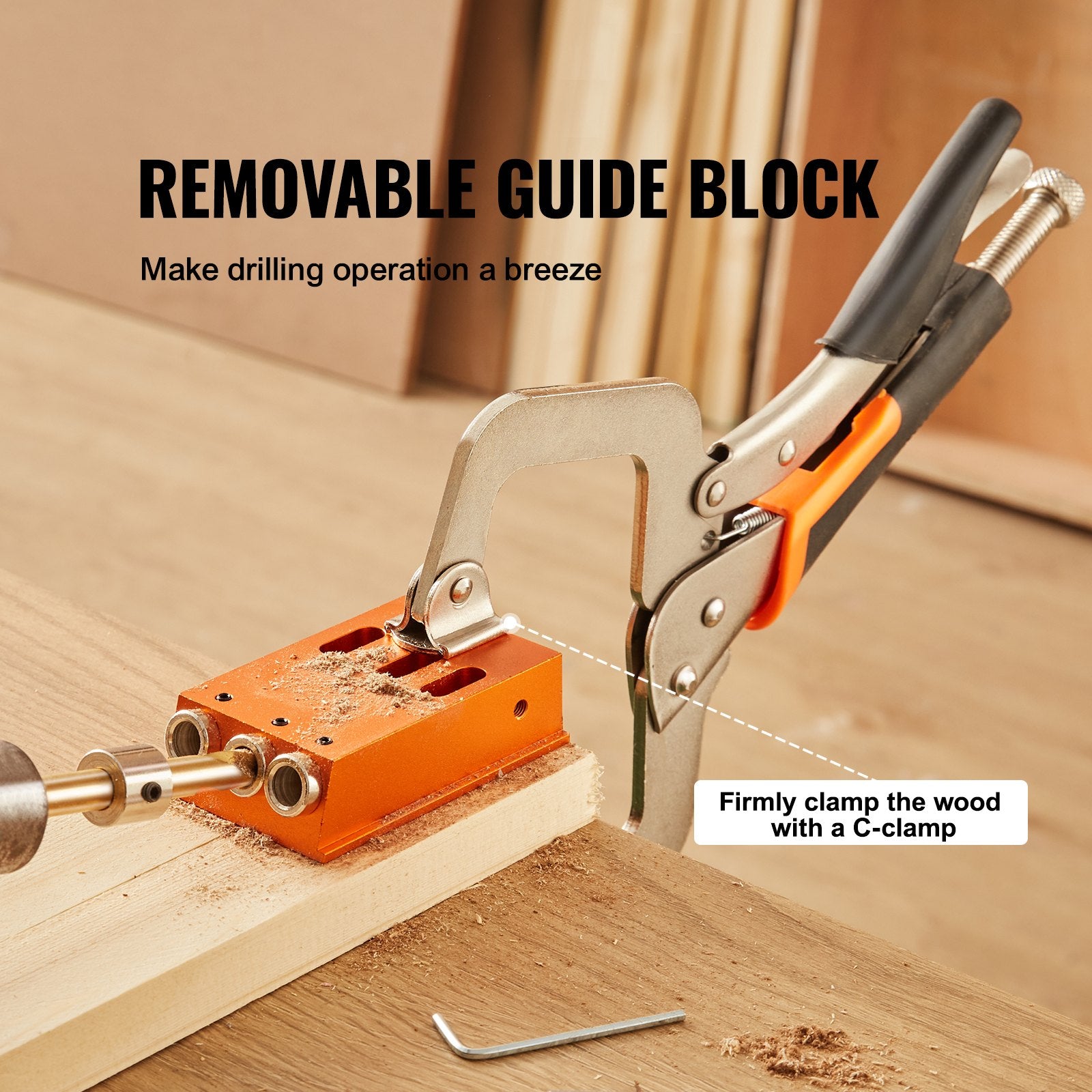 Hand Tools: VEVOR Pocket Hole Jig Kit, 34 Pcs Pocket Hole Jig System with C-clamp,  Fixture, Step Drills, Wrenches, Drill Stop Rings, Square Drive Bits, Toolbox, for DIY Carpentry Projects, Adjustable