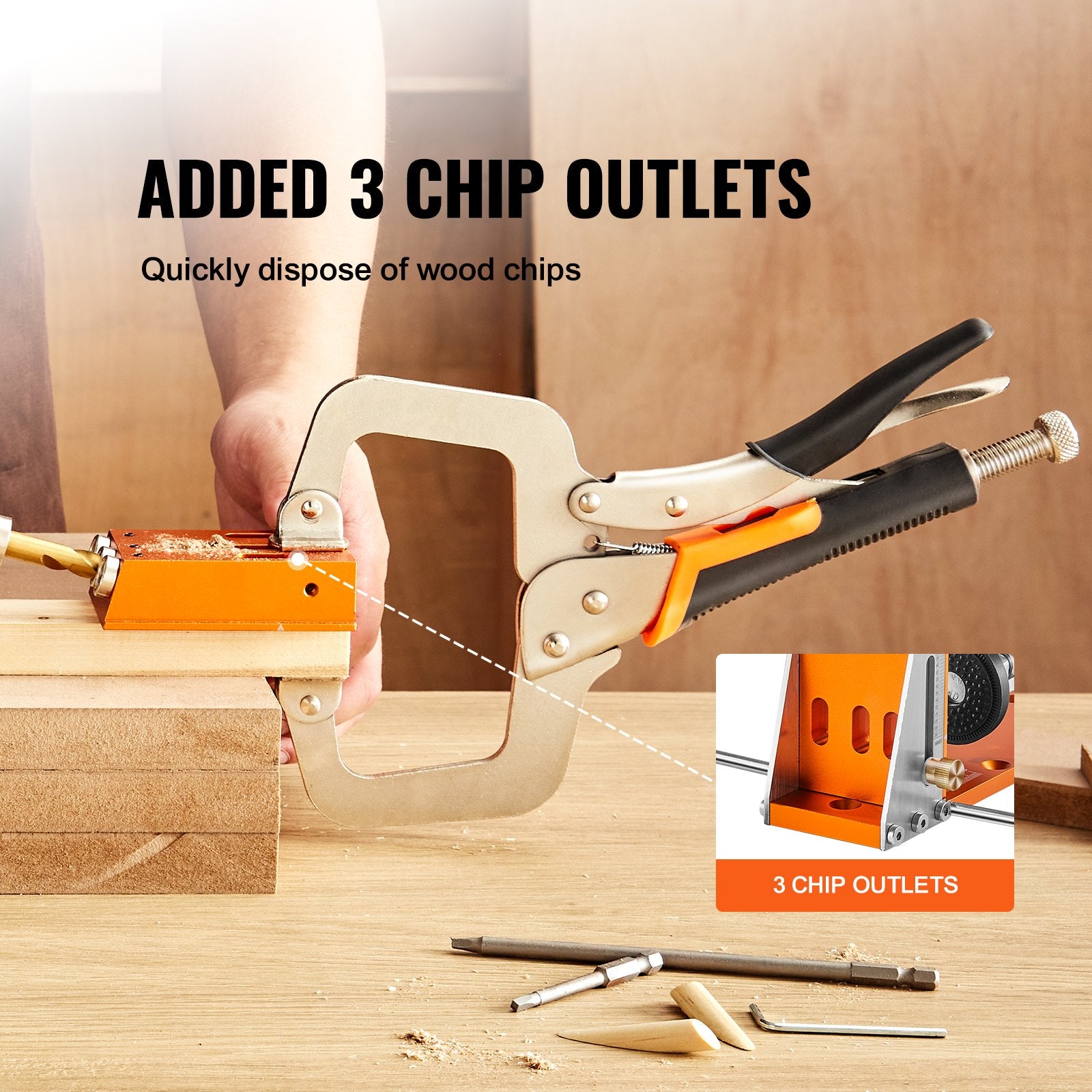 Hand Tools: VEVOR Pocket Hole Jig Kit, 34 Pcs Pocket Hole Jig System with C-clamp,  Fixture, Step Drills, Wrenches, Drill Stop Rings, Square Drive Bits, Toolbox, for DIY Carpentry Projects, Adjustable