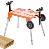 Mobility & Accessibility: VEVOR Miter Saw Stand with Tabletop and Wheels 330lbs Load Capacity Adjustable