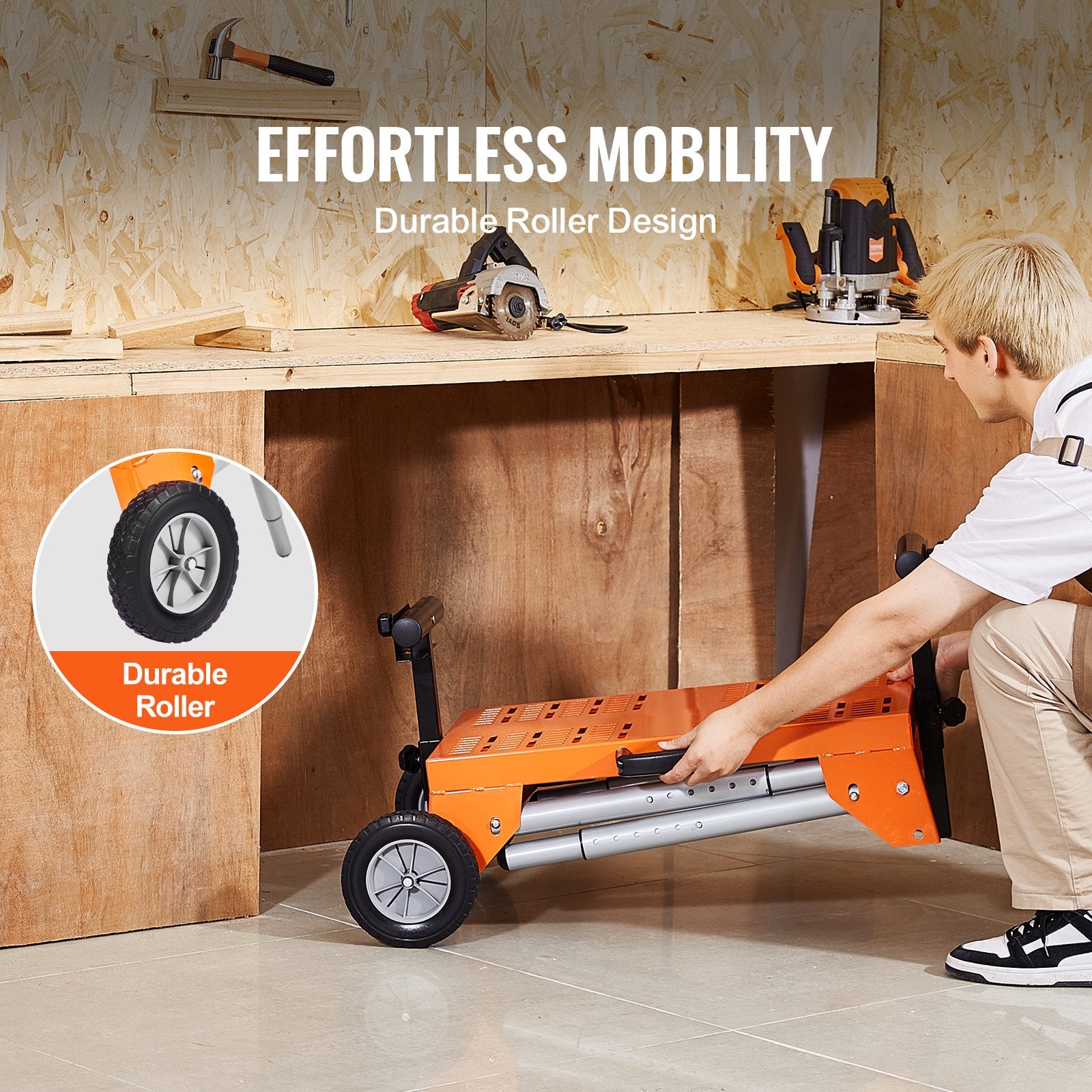 Mobility & Accessibility: VEVOR Miter Saw Stand with Tabletop and Wheels 330lbs Load Capacity Adjustable
