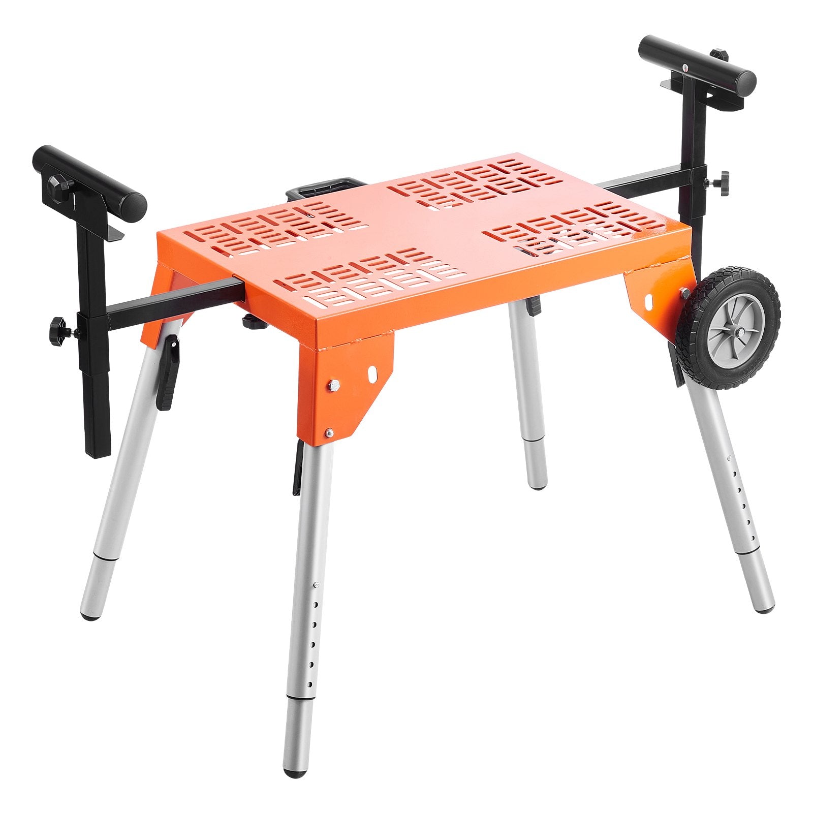 Mobility & Accessibility: VEVOR Miter Saw Stand with Tabletop and Wheels 330lbs Load Capacity Adjustable