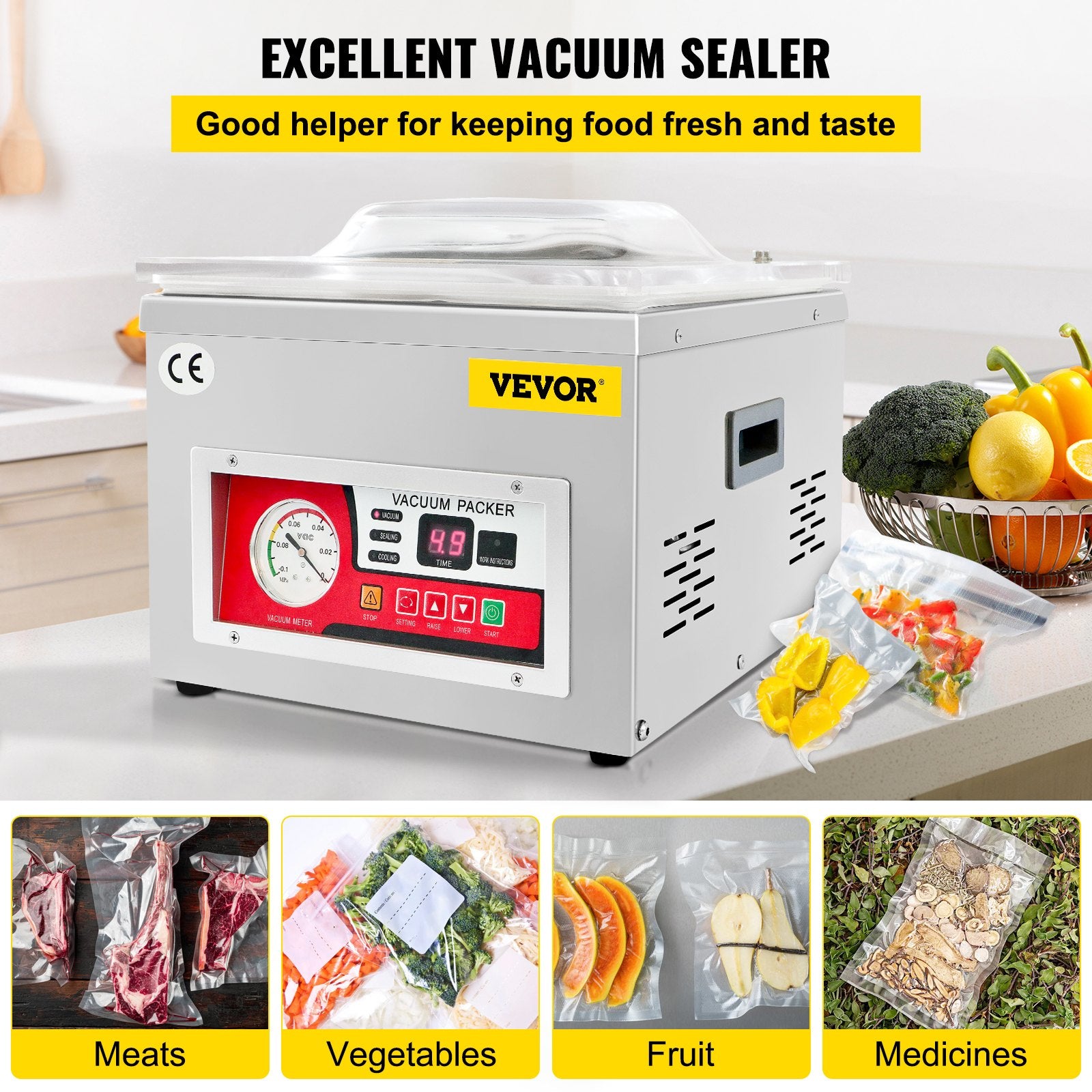 Automotive Cleaning: VEVOR Chamber Vacuum Sealer Vacuum Packaging Machine 6.5 cbm/h Pump Rate 220V