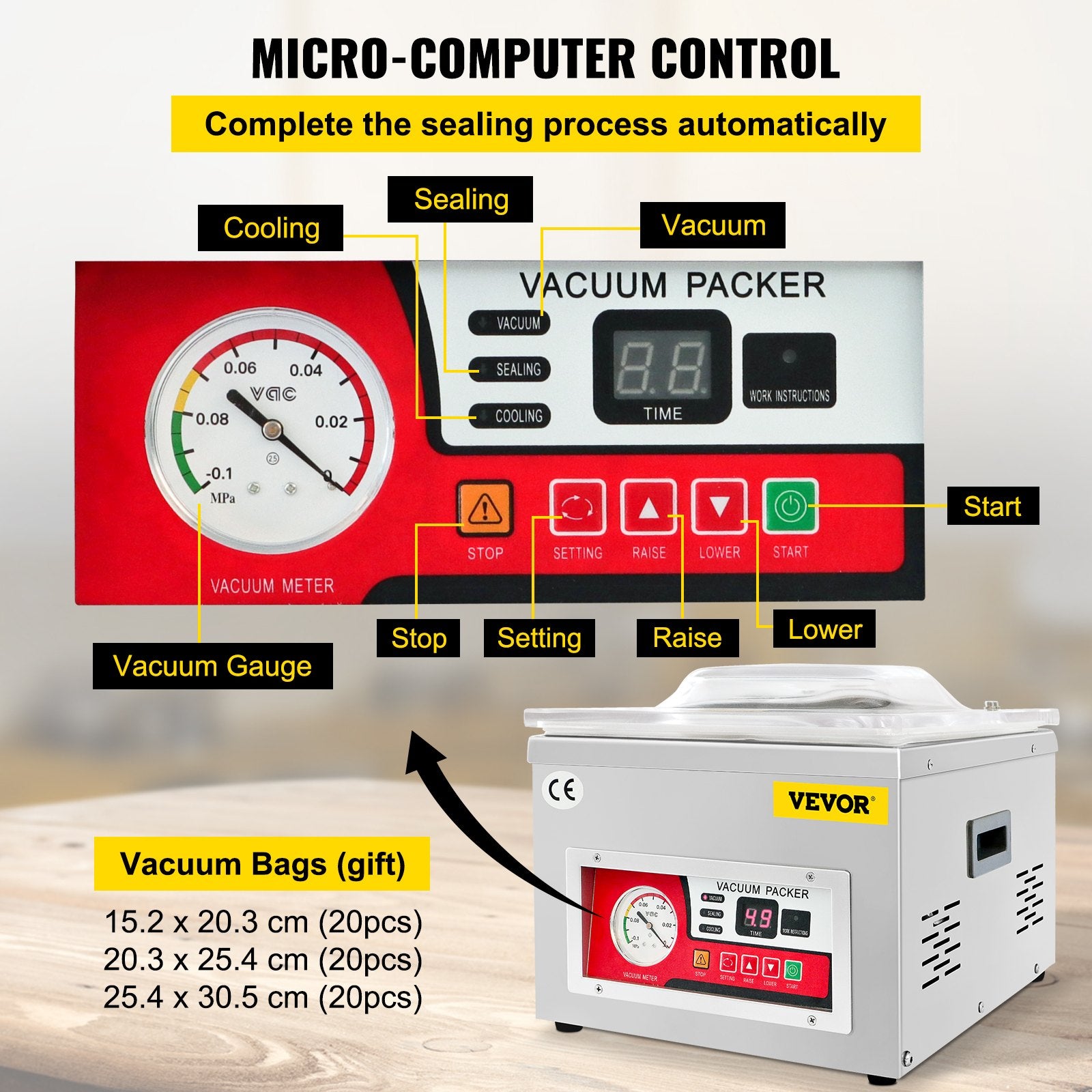 Automotive Cleaning: VEVOR Chamber Vacuum Sealer Vacuum Packaging Machine 6.5 cbm/h Pump Rate 220V