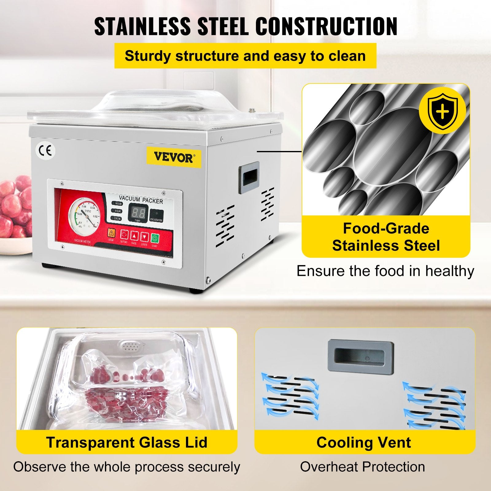 Automotive Cleaning: VEVOR Chamber Vacuum Sealer Vacuum Packaging Machine 6.5 cbm/h Pump Rate 220V