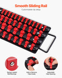 Speaker Accessories: VEVOR Portable Socket Organizer Tray, 2PCS Metric & SAE Socket Organizer Set Hold up to 160 Sockets, 1/4", 3/8" and 1/2" Heavy-Duty Socket Rail with Handle & Steel Base for Tool Box Drawer