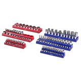 Tool Sockets: VEVOR Magnetic Socket Organizer Set, 6PCS Socket Holder, 1/4'', 3/8'' & 1/2'' Metric SAE Socket Trays with Clear Labels, Hold up to 143PCS Standard & Deep Sockets, Blue & Red (Sockets Not Included)