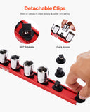 Speaker Accessories: VEVOR Socket Organizer Rail Set, 3PCS Metric & SAE Aluminum Socket Organizers, 1/4'', 3/8'' & 1/2'' Heavy-Duty Socket Holder with 360° Rotating Clips for Tool Box, Hold up to 40 Sockets, Red & Black