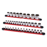 Speaker Accessories: VEVOR Socket Organizer Rail Set, 3PCS Metric & SAE Aluminum Socket Organizers, 1/4'', 3/8'' & 1/2'' Heavy-Duty Socket Holder with 360° Rotating Clips for Tool Box, Hold up to 40 Sockets, Red & Black