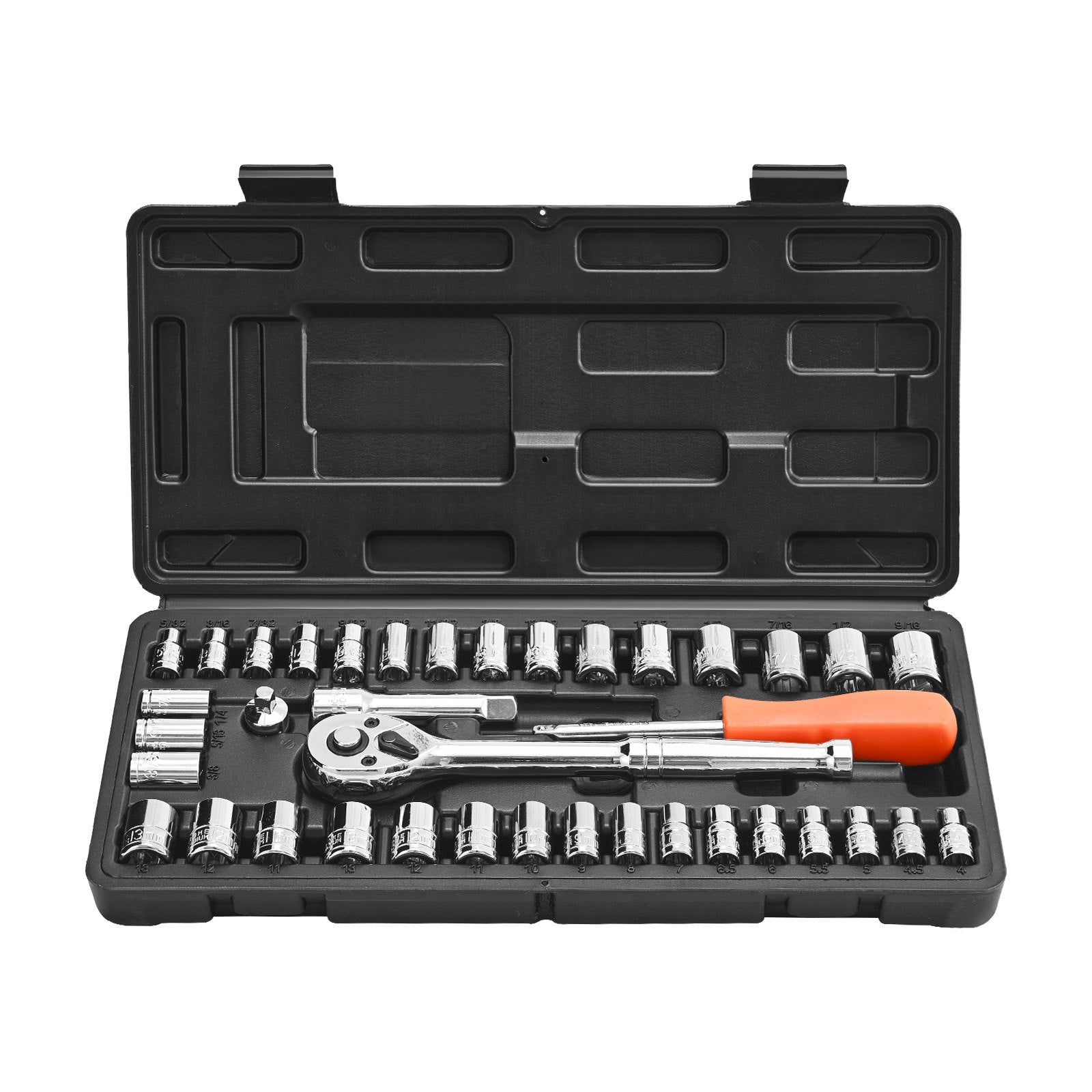 Automotive Repair & Speciality Tools: VEVOR Socket Set, 39 Pieces, 9.5 & 6.4 mm Drive Socket and Ratchet Set, SAE and Metric Size, Mechanic Tool Kit with Ratchet Wrench, Accessories, Storage Case, CR-V Alloy Steel, for Automotive Repair