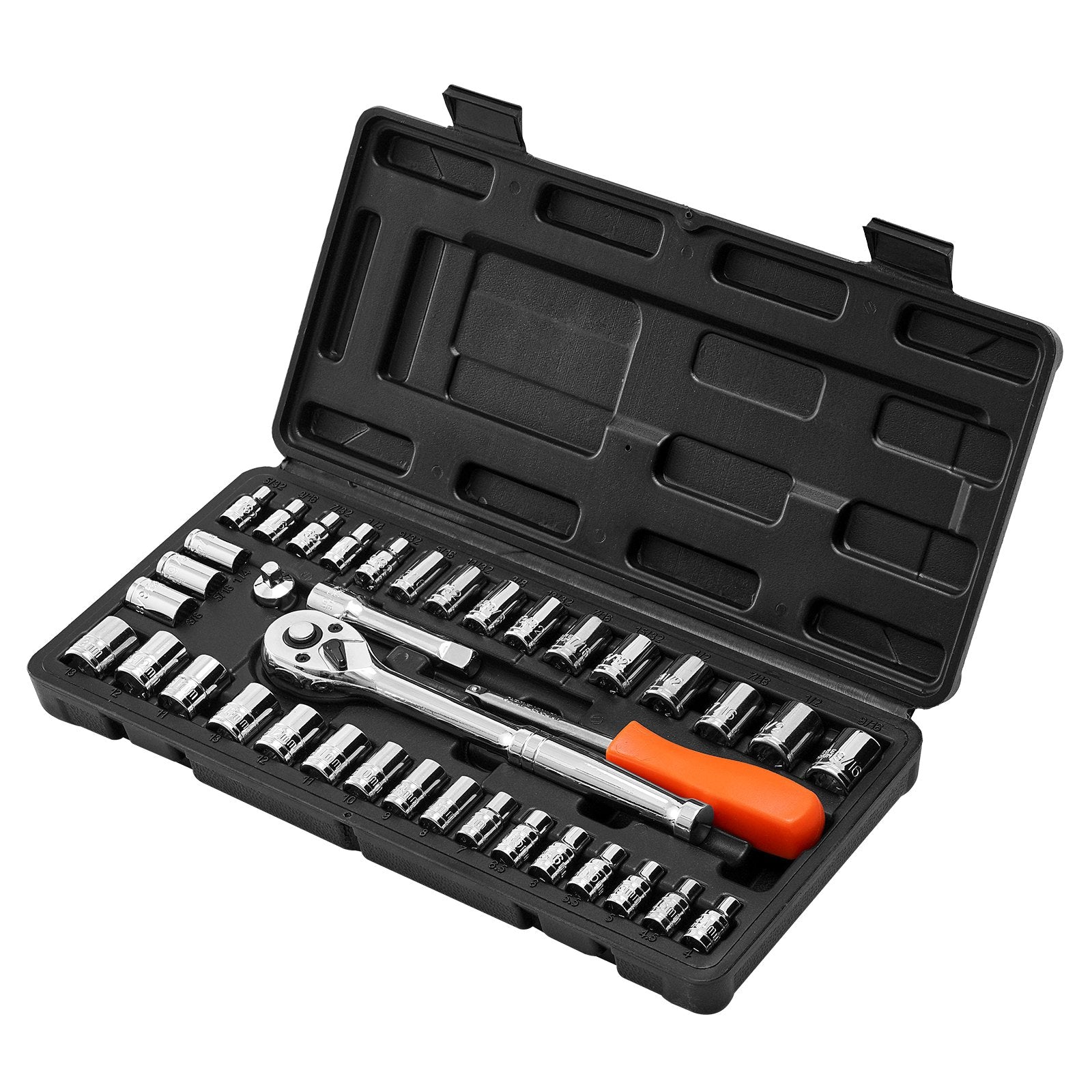 Automotive Repair & Speciality Tools: VEVOR Socket Set, 39 Pieces, 9.5 & 6.4 mm Drive Socket and Ratchet Set, SAE and Metric Size, Mechanic Tool Kit with Ratchet Wrench, Accessories, Storage Case, CR-V Alloy Steel, for Automotive Repair