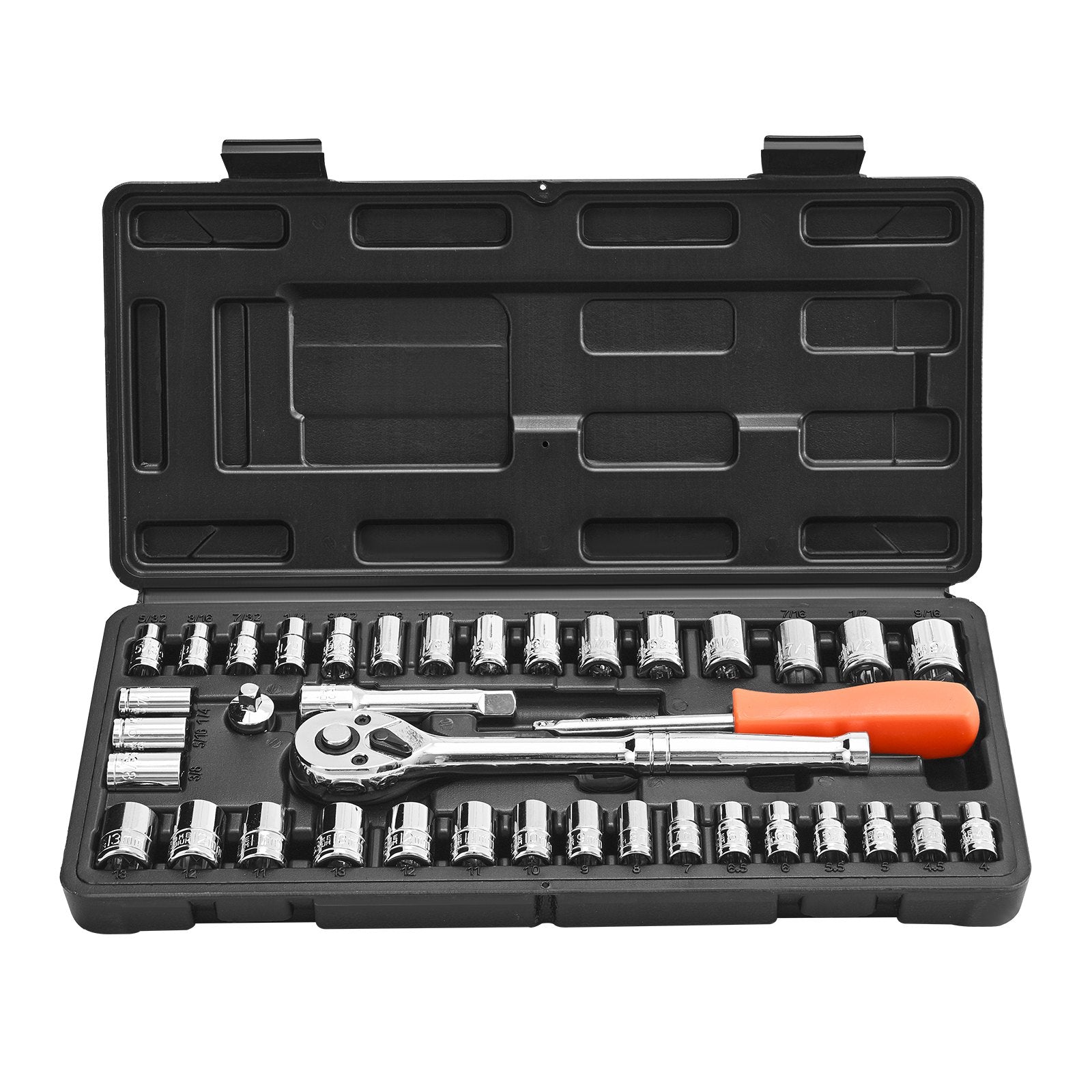 Automotive Repair & Speciality Tools: VEVOR Socket Set, 39 Pieces, 9.5 & 6.4 mm Drive Socket and Ratchet Set, SAE and Metric Size, Mechanic Tool Kit with Ratchet Wrench, Accessories, Storage Case, CR-V Alloy Steel, for Automotive Repair