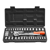 Automotive Repair & Speciality Tools: VEVOR Socket Set, 39 Pieces, 9.5 & 6.4 mm Drive Socket and Ratchet Set, SAE and Metric Size, Mechanic Tool Kit with Ratchet Wrench, Accessories, Storage Case, CR-V Alloy Steel, for Automotive Repair