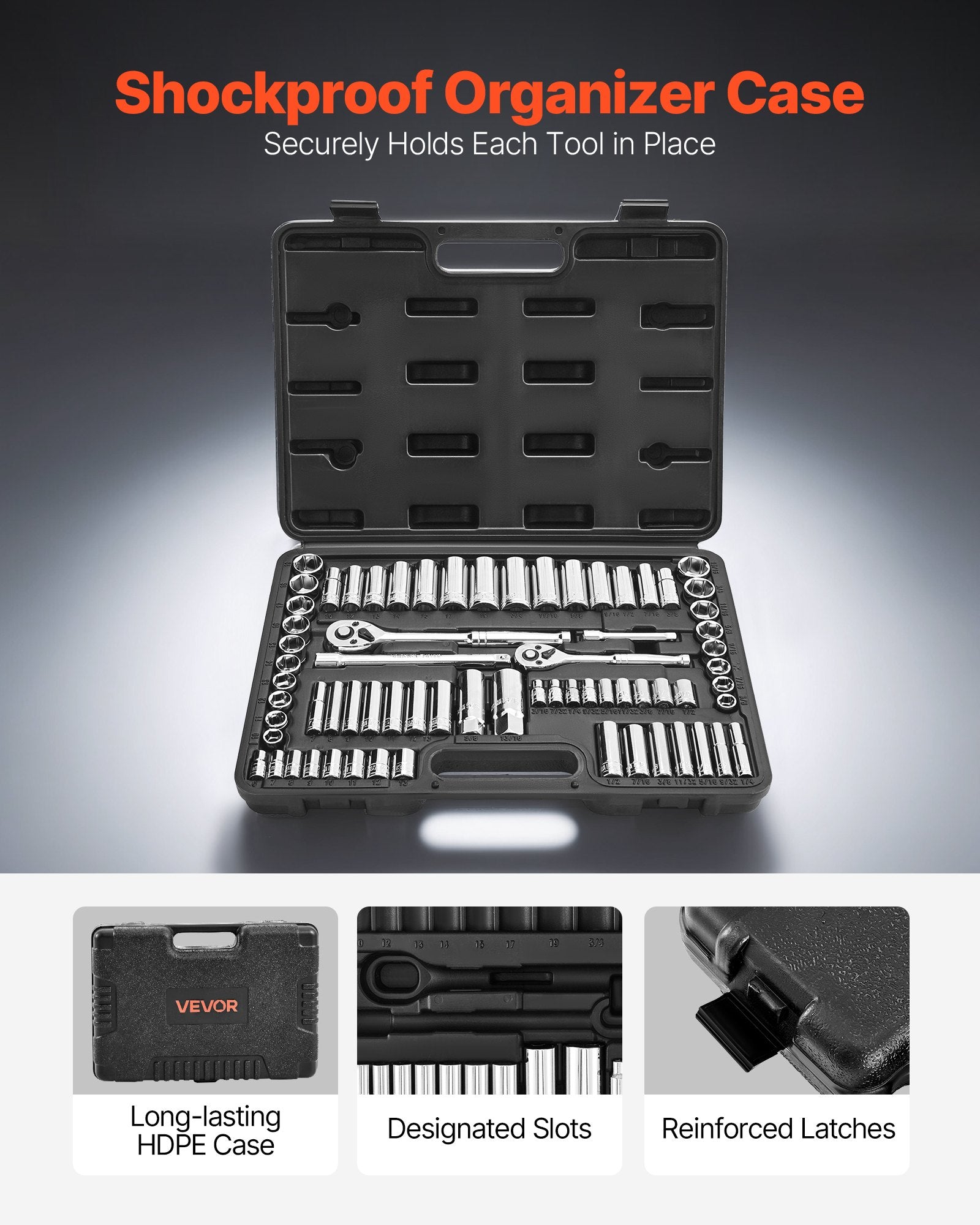 Cat Scratchers: VEVOR Socket Set, 69 Pieces, 9.5 & 6.4 mm Drive Socket and Ratchet Set, SAE and Metric, Deep and Standard, Mechanic Tool Kit with Accessories and Storage Case, CR-V Alloy Steel, for Auto Repair