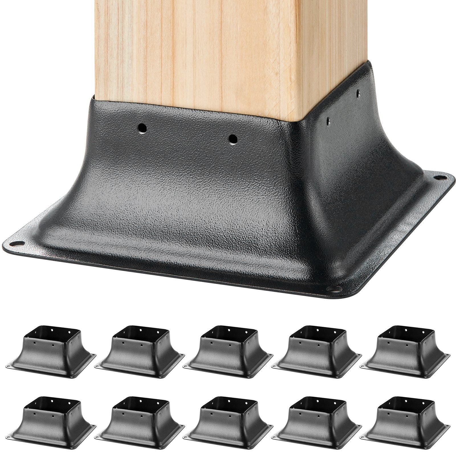 Canopies & Gazebos: VEVOR 101.6x101.6mm Post Base 10Pcs, Internal 91x91mm Heavy Duty Powder-Coated Steel Post Bracket Fit for Standard Wood Post Anchor, Decking Post Base for Deck Porch Handrail Railing Support