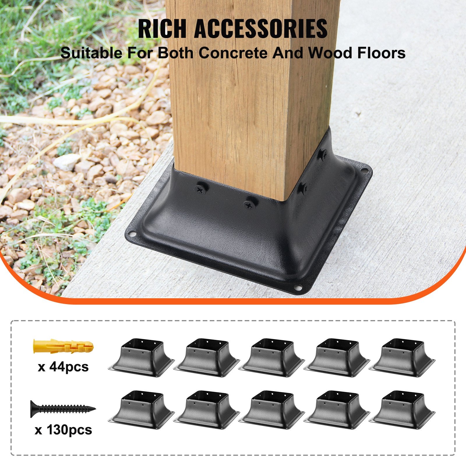 Canopies & Gazebos: VEVOR 101.6x101.6mm Post Base 10Pcs, Internal 91x91mm Heavy Duty Powder-Coated Steel Post Bracket Fit for Standard Wood Post Anchor, Decking Post Base for Deck Porch Handrail Railing Support